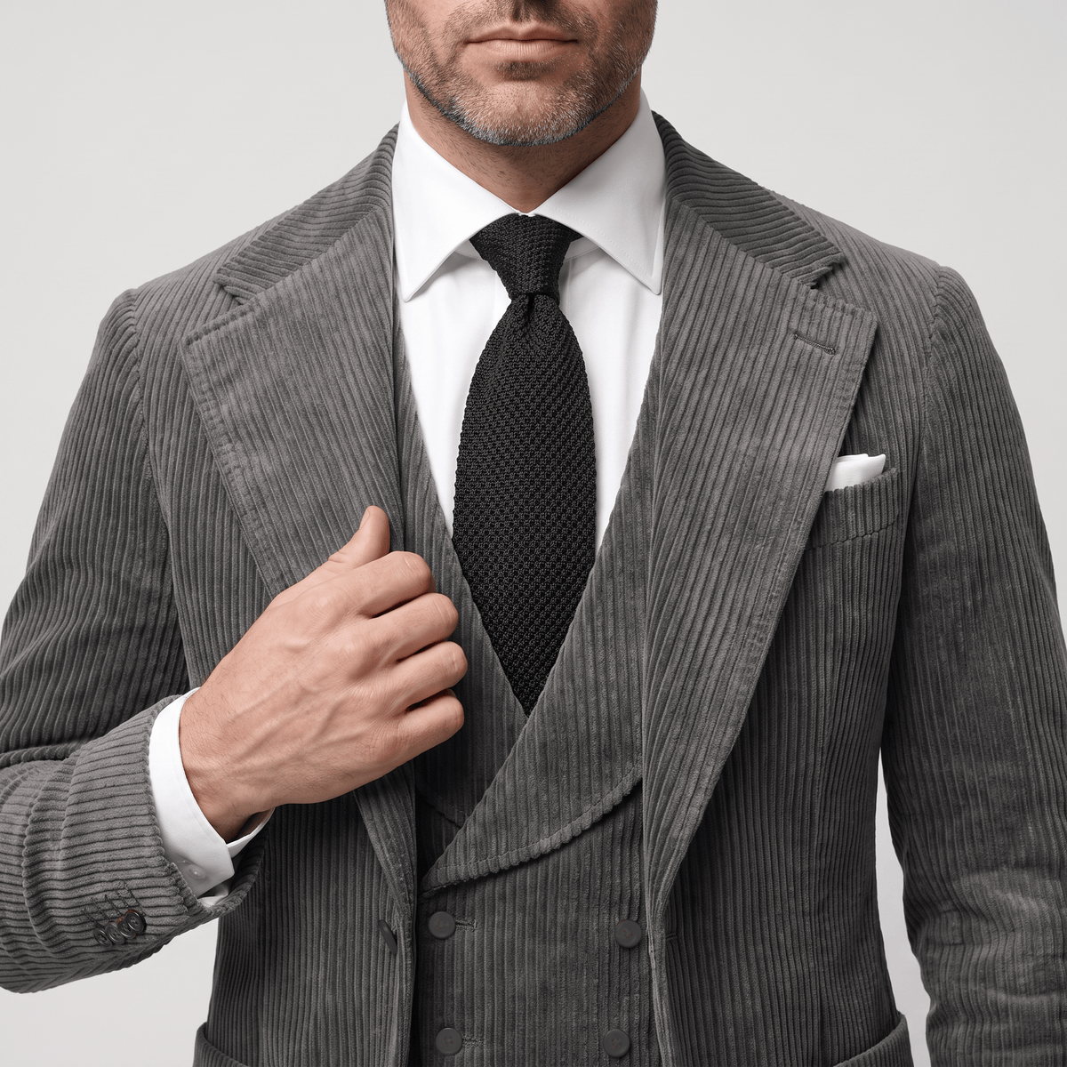 Ceehuteey Ceehuteey Corduroy Men's Suit Solid 3 Pieces Notch Lapel Suit (Blazer+Vest+Pants)