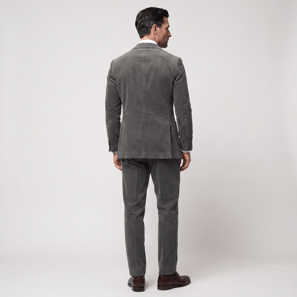 Ceehuteey Ceehuteey Corduroy Men's Suit Solid 3 Pieces Notch Lapel Suit (Blazer+Vest+Pants)