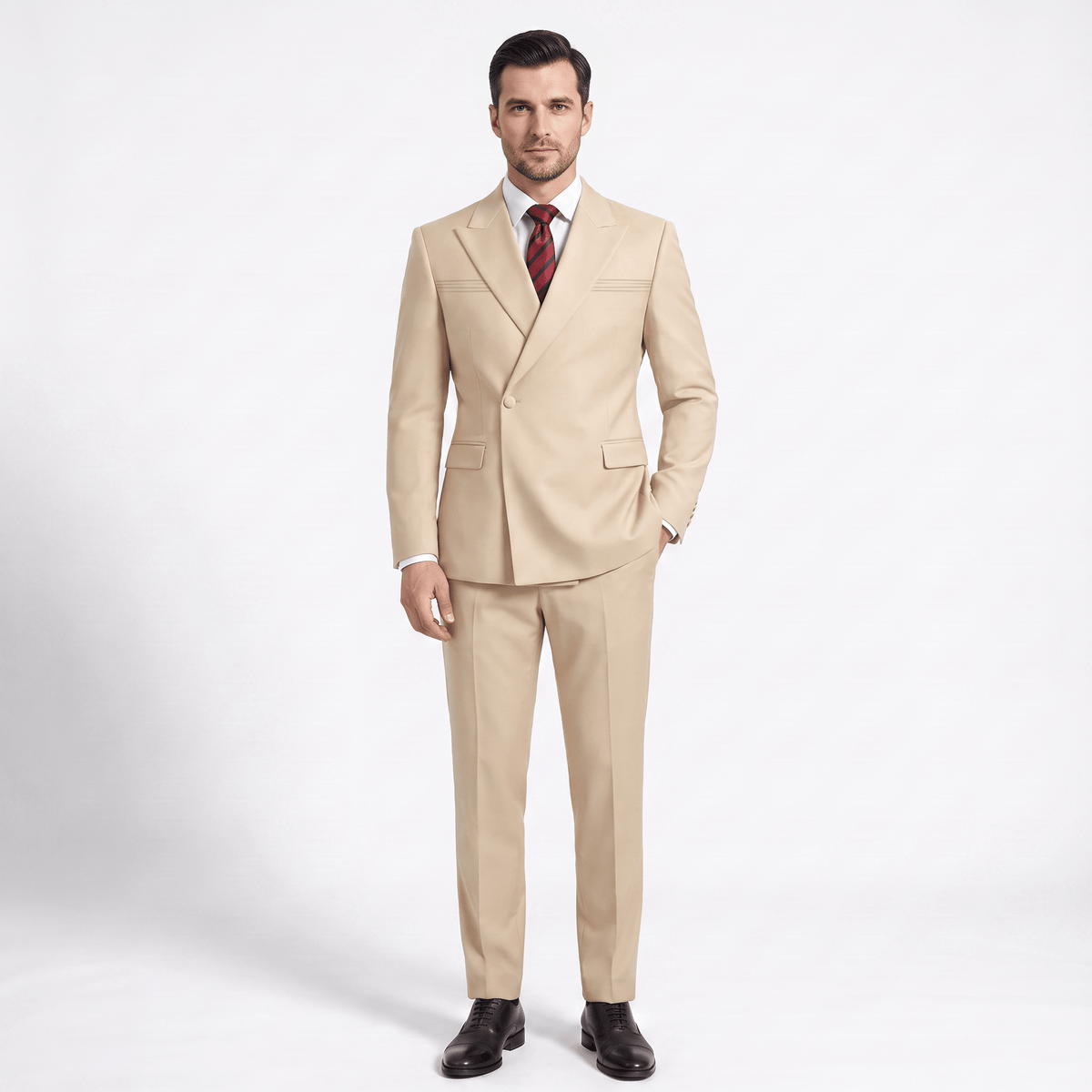 Ceehuteey Ceehuteey Fashion 2 Pieces Men‘s Suit Flat Peak Lapel Suit (Blazer+Pants)
