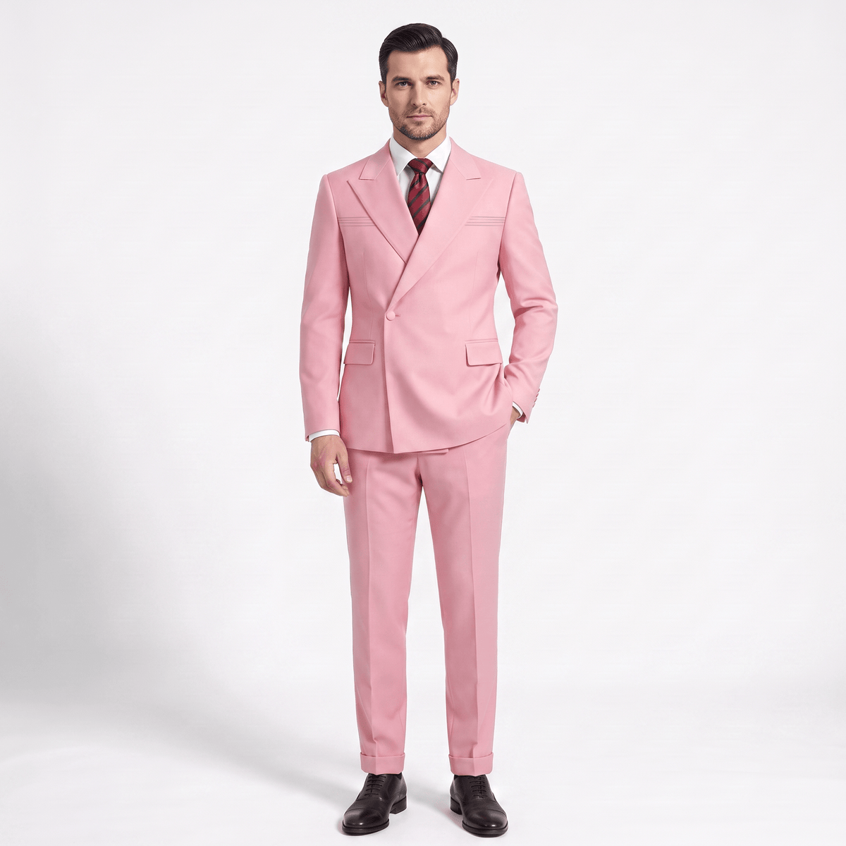 Ceehuteey Ceehuteey Fashion 2 Pieces Men‘s Suit Flat Peak Lapel Suit (Blazer+Pants)