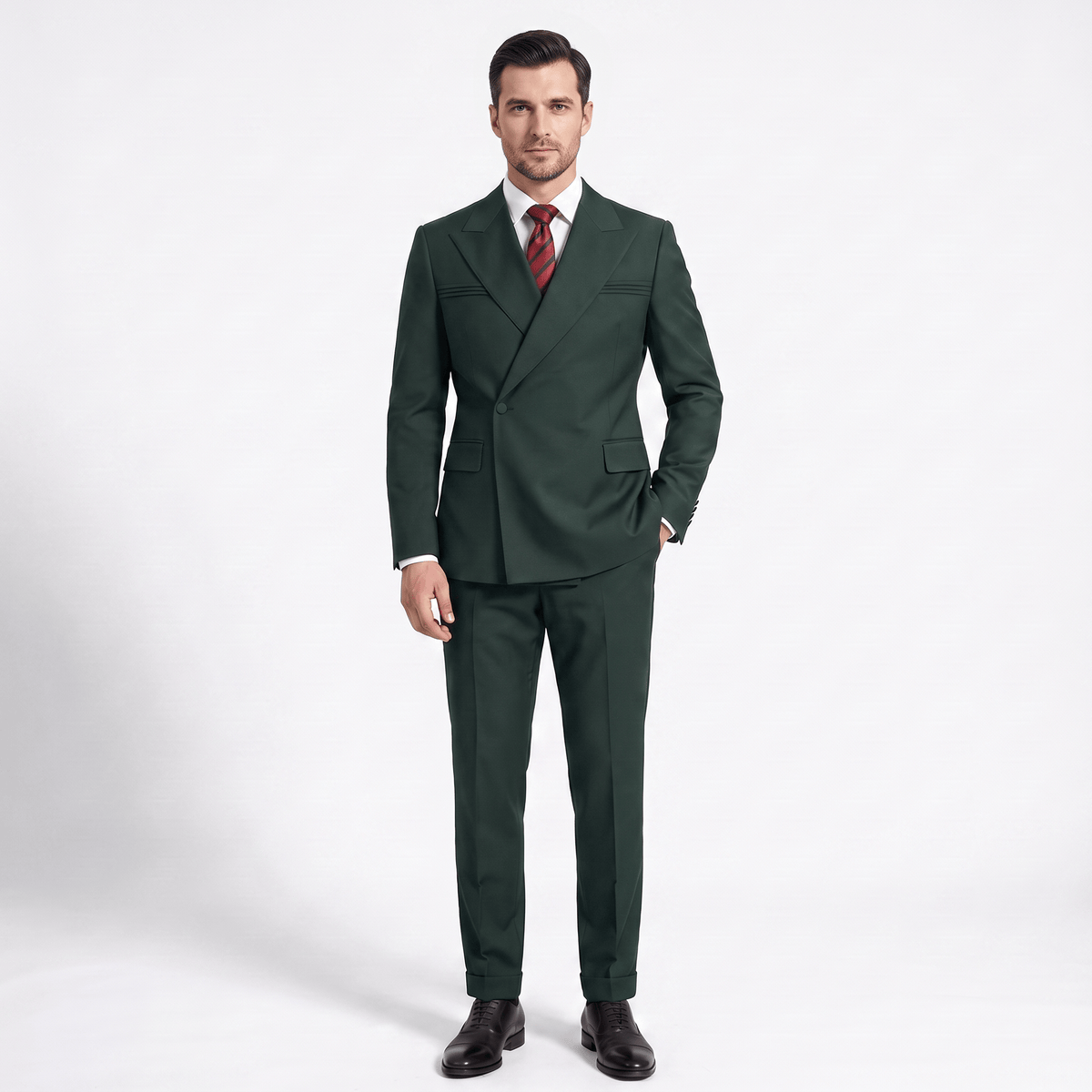 Ceehuteey Ceehuteey Fashion 2 Pieces Men‘s Suit Flat Peak Lapel Suit (Blazer+Pants)
