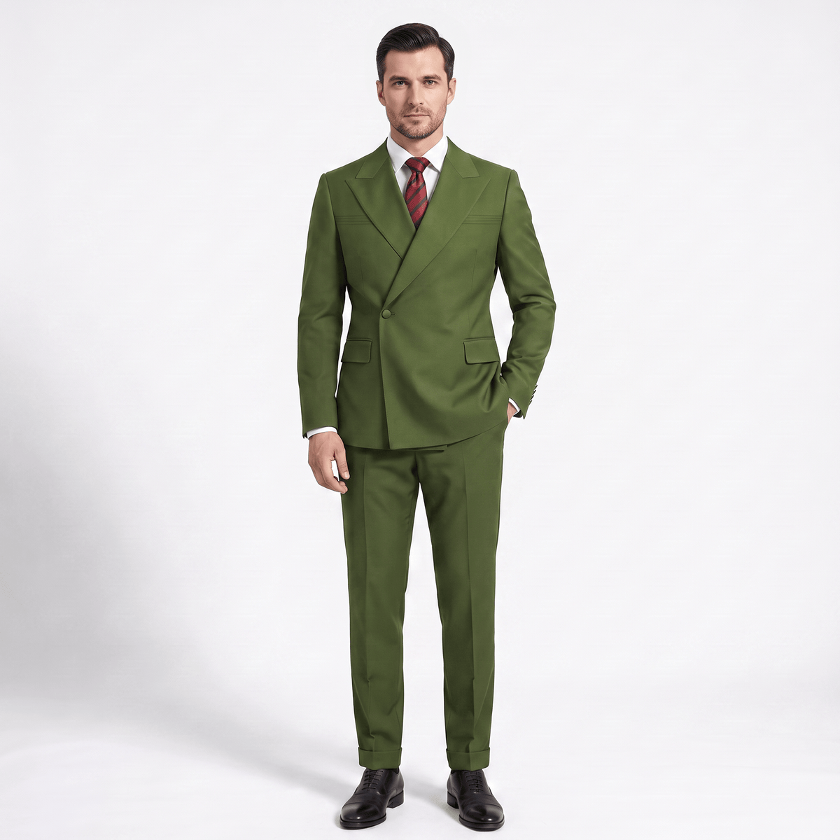 Ceehuteey Ceehuteey Fashion 2 Pieces Men‘s Suit Flat Peak Lapel Suit (Blazer+Pants)