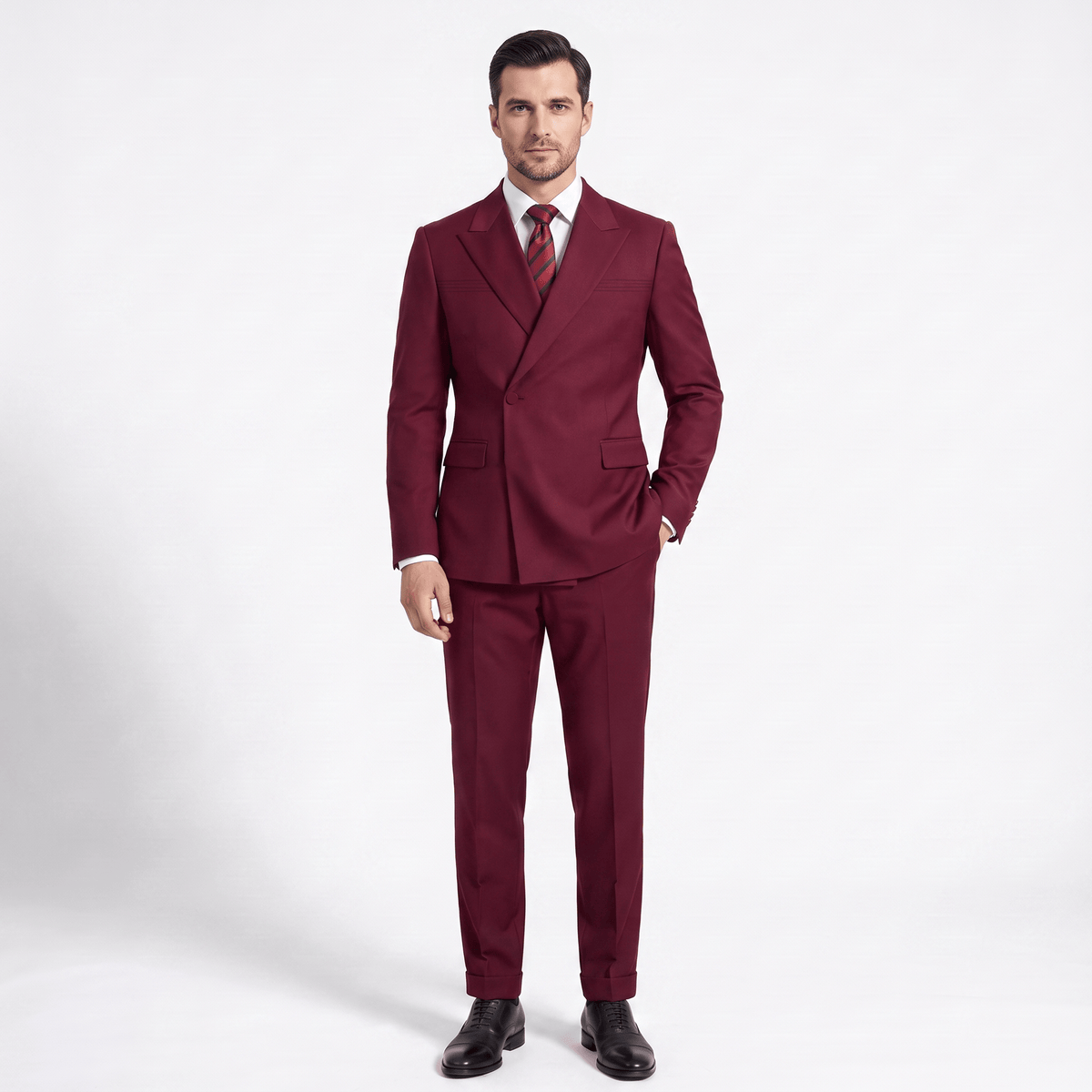 Ceehuteey Ceehuteey Fashion 2 Pieces Men‘s Suit Flat Peak Lapel Suit (Blazer+Pants)