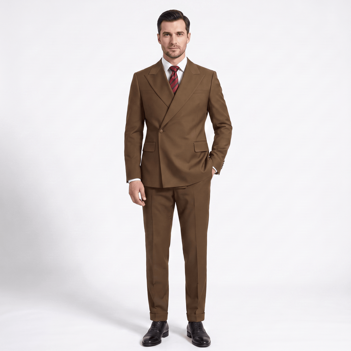 Ceehuteey Ceehuteey Fashion 2 Pieces Men‘s Suit Flat Peak Lapel Suit (Blazer+Pants)