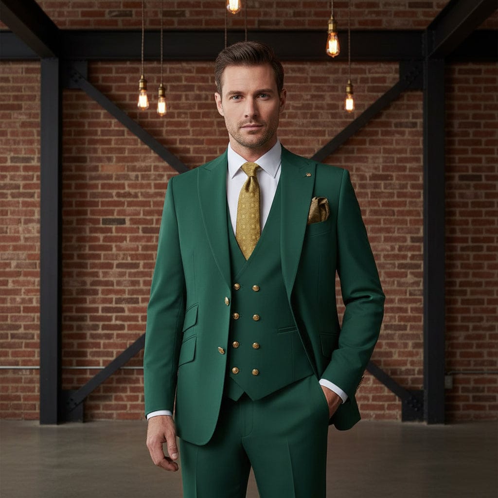 ceehuteey Ceehuteey Formal Men's 3 Pieces Flat Peak Lapel Tuxedos For (Blazer+vest+Pants)