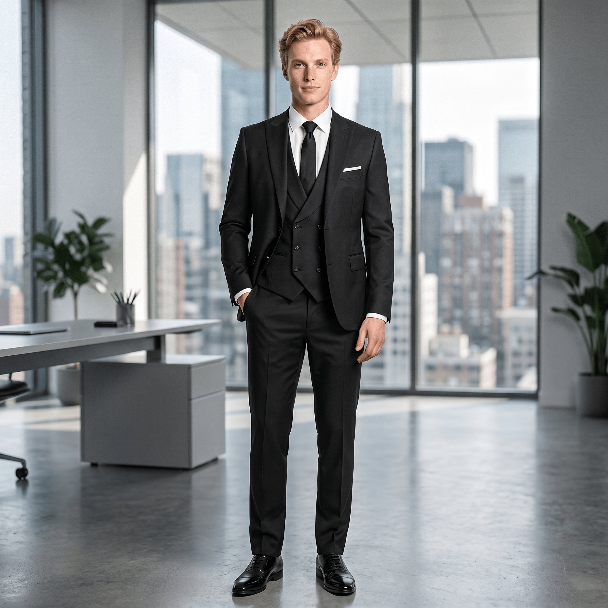 Ceehuteey Ceehuteey Formal Men's Suit 3 Pieces Flat Slim Fit Peak Lapel Tuxedos (Blazer+vest+Pants)