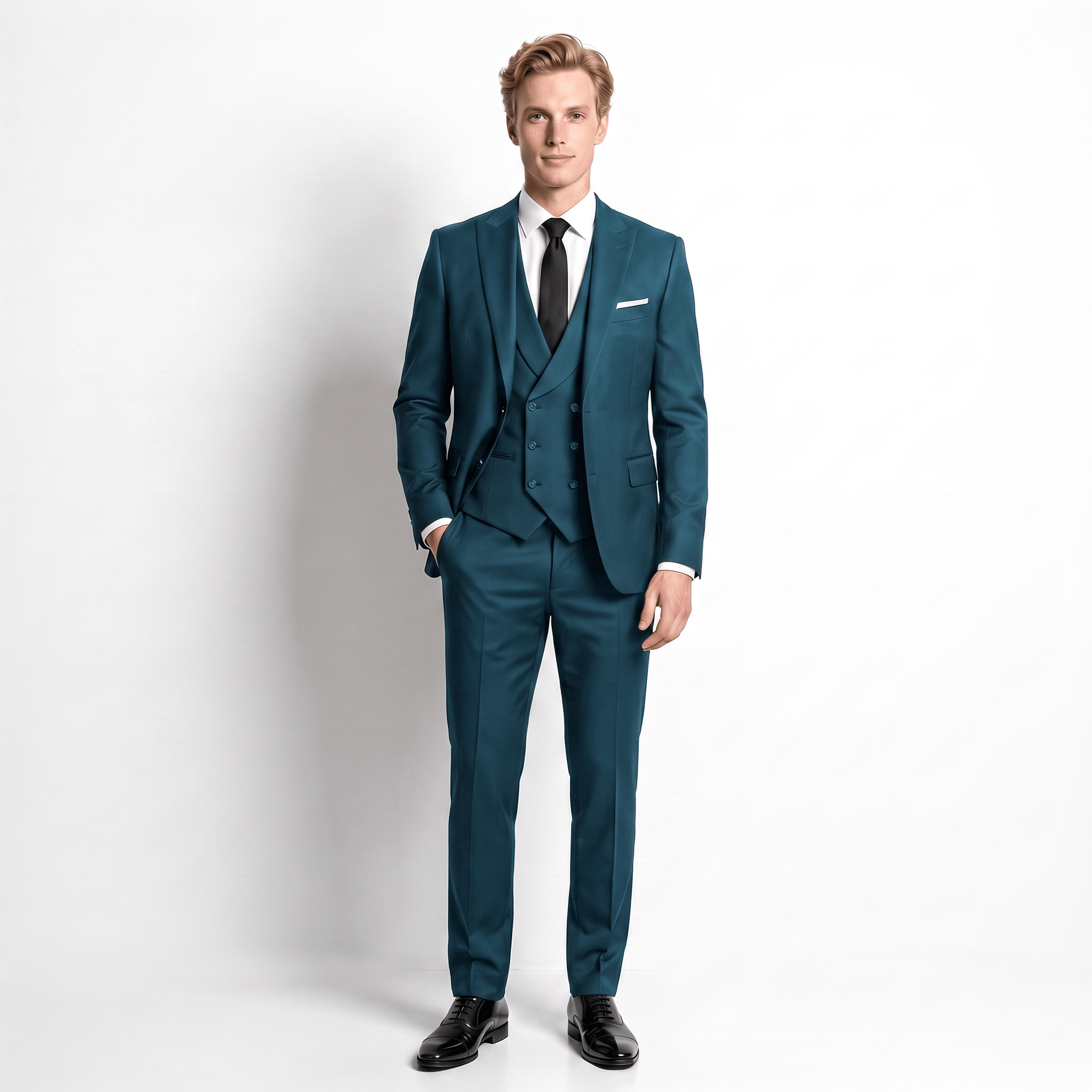 Ceehuteey Ceehuteey Formal Men's Suit 3 Pieces Flat Slim Fit Peak Lapel Tuxedos (Blazer+vest+Pants)