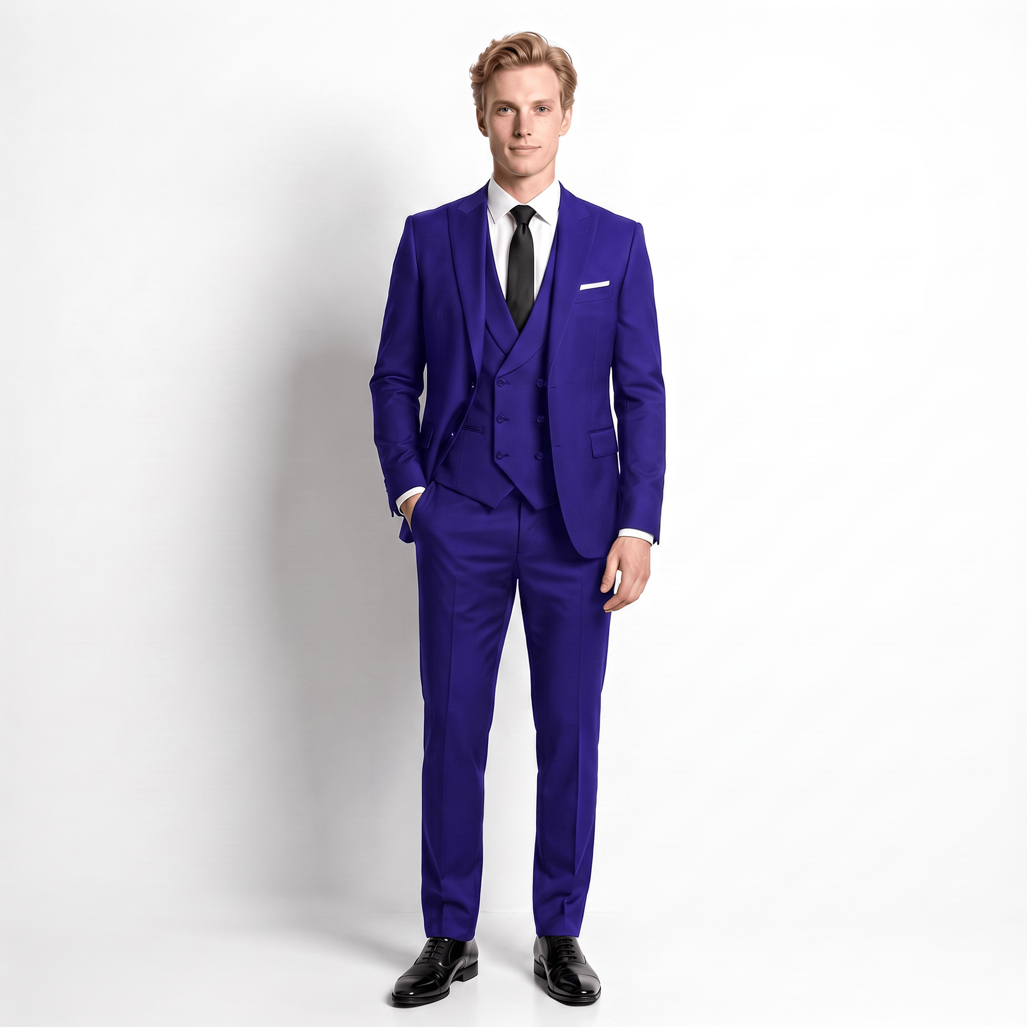 Ceehuteey Ceehuteey Formal Men's Suit 3 Pieces Flat Slim Fit Peak Lapel Tuxedos (Blazer+vest+Pants)