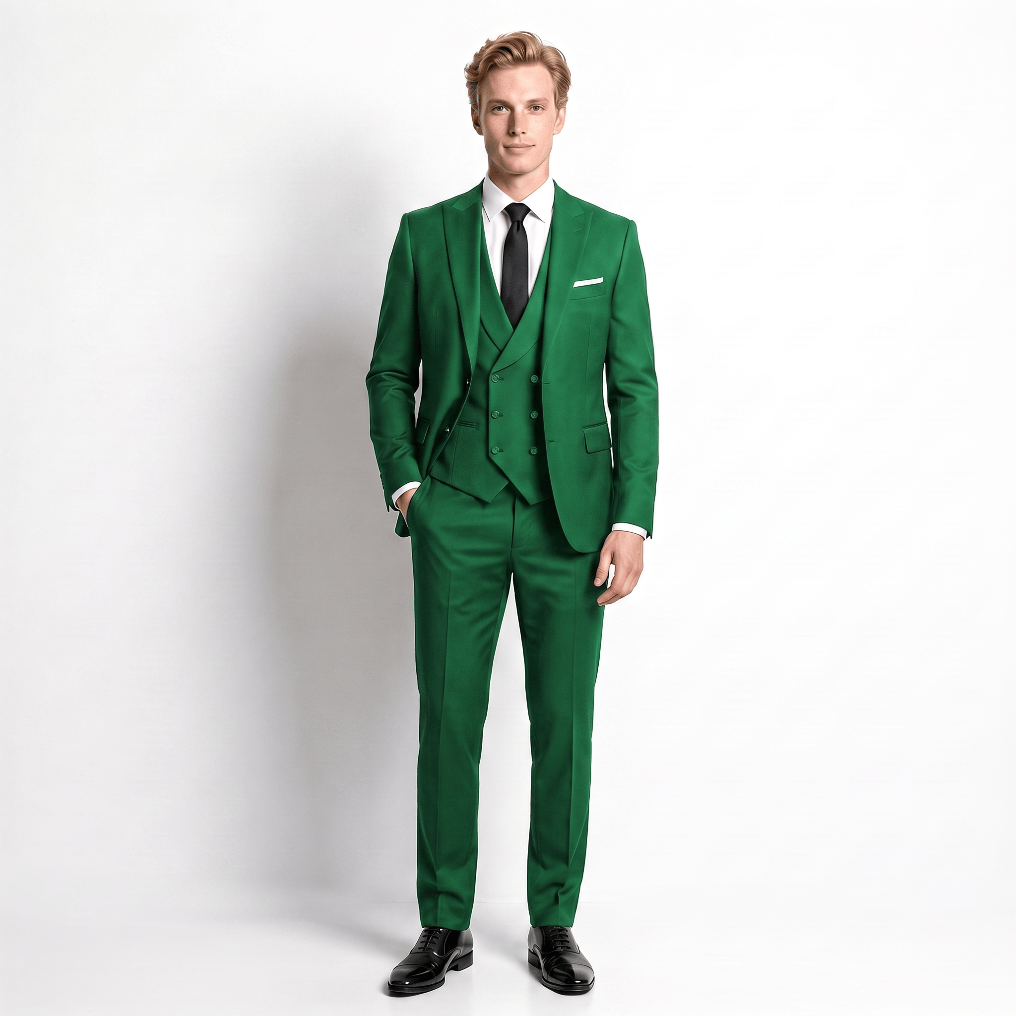 Ceehuteey Ceehuteey Formal Men's Suit 3 Pieces Flat Slim Fit Peak Lapel Tuxedos (Blazer+vest+Pants)