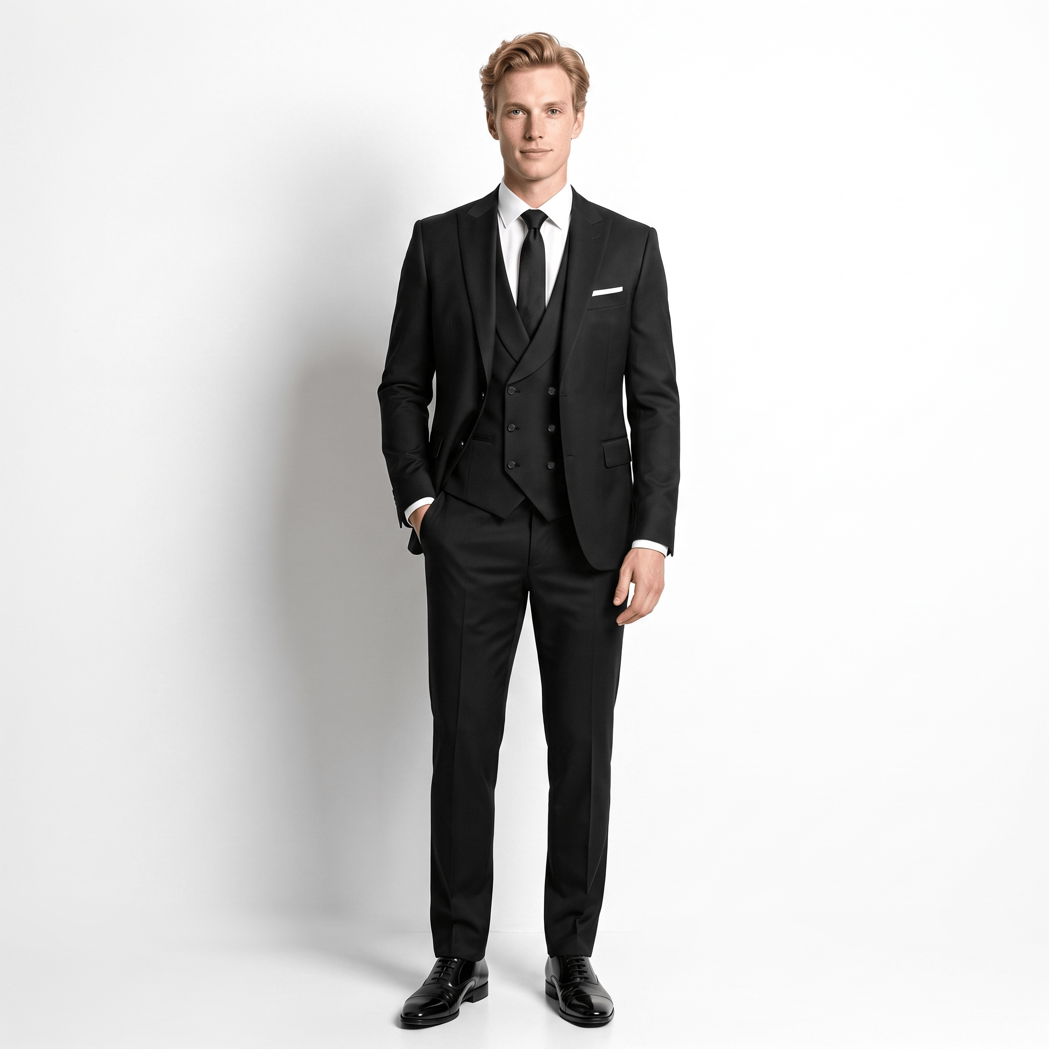 Ceehuteey Ceehuteey Formal Men's Suit 3 Pieces Flat Slim Fit Peak Lapel Tuxedos (Blazer+vest+Pants)