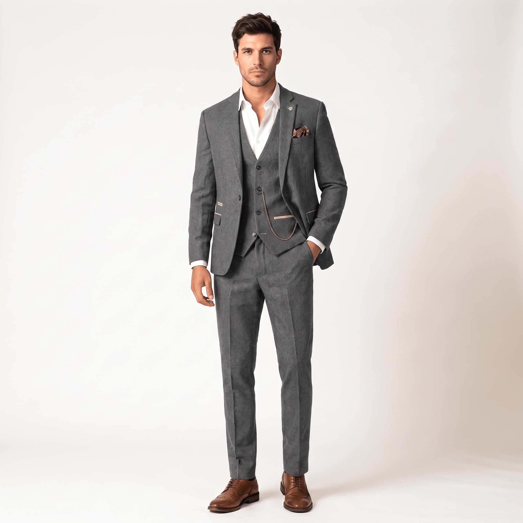 Ceehuteey Ceehuteey Herringbone 3 Piece Men's Suit for Graduation(Blazer + Vest + Pants)