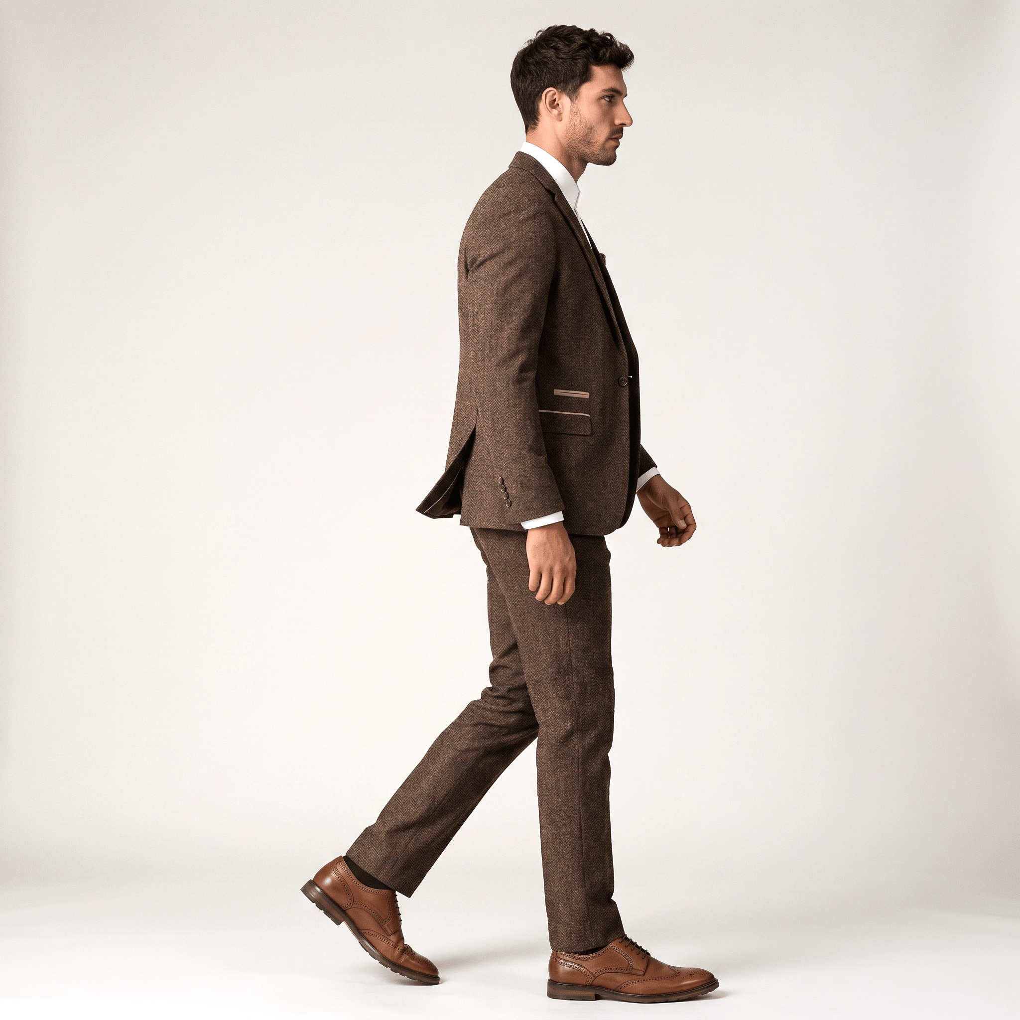Ceehuteey Ceehuteey Herringbone 3 Piece Men's Suit for Graduation(Blazer + Vest + Pants)