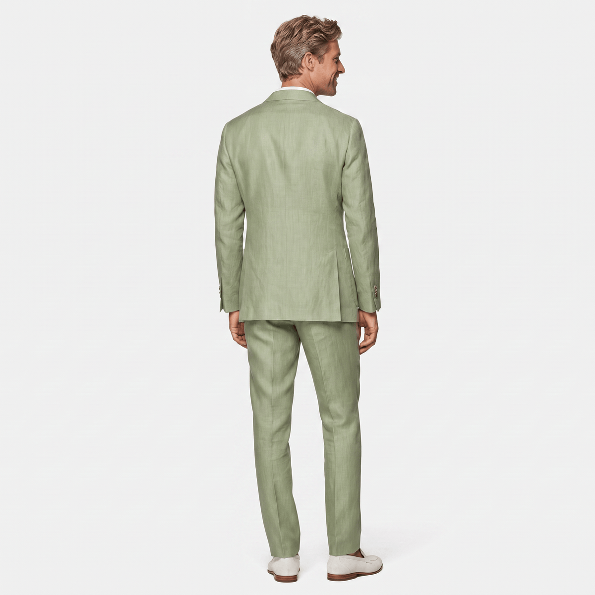 Ceehuteey Ceehuteey Linen Men's Double Breasted Solid Peak lapel Men‘s Suit (Blazer+Pants)