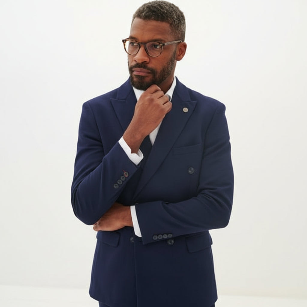 ceehuteey Ceehuteey Men's 2 Piece Peak lapel Double Breasted Slim Fit Suit Stylish Tuxedo Suit Set (Blazer+vest+Pants)