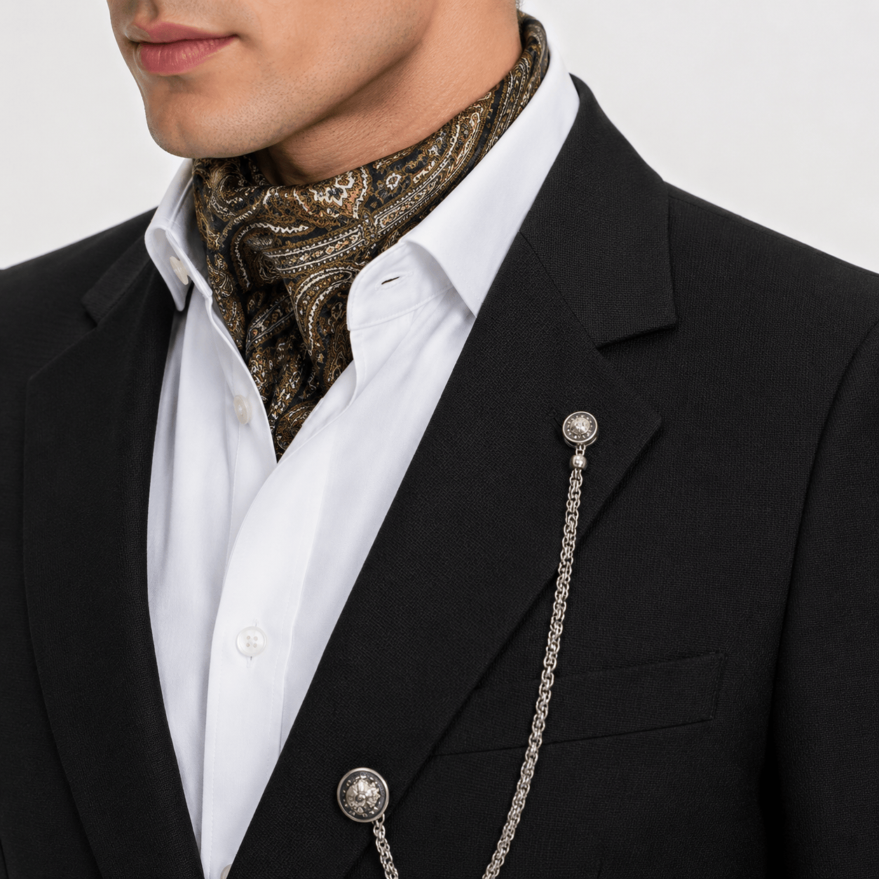 Ceehuteey Ceehuteey Men's 2 Piece Solid Notch Lapel Suit Set with Metal Clasp (Blazer+Pants)