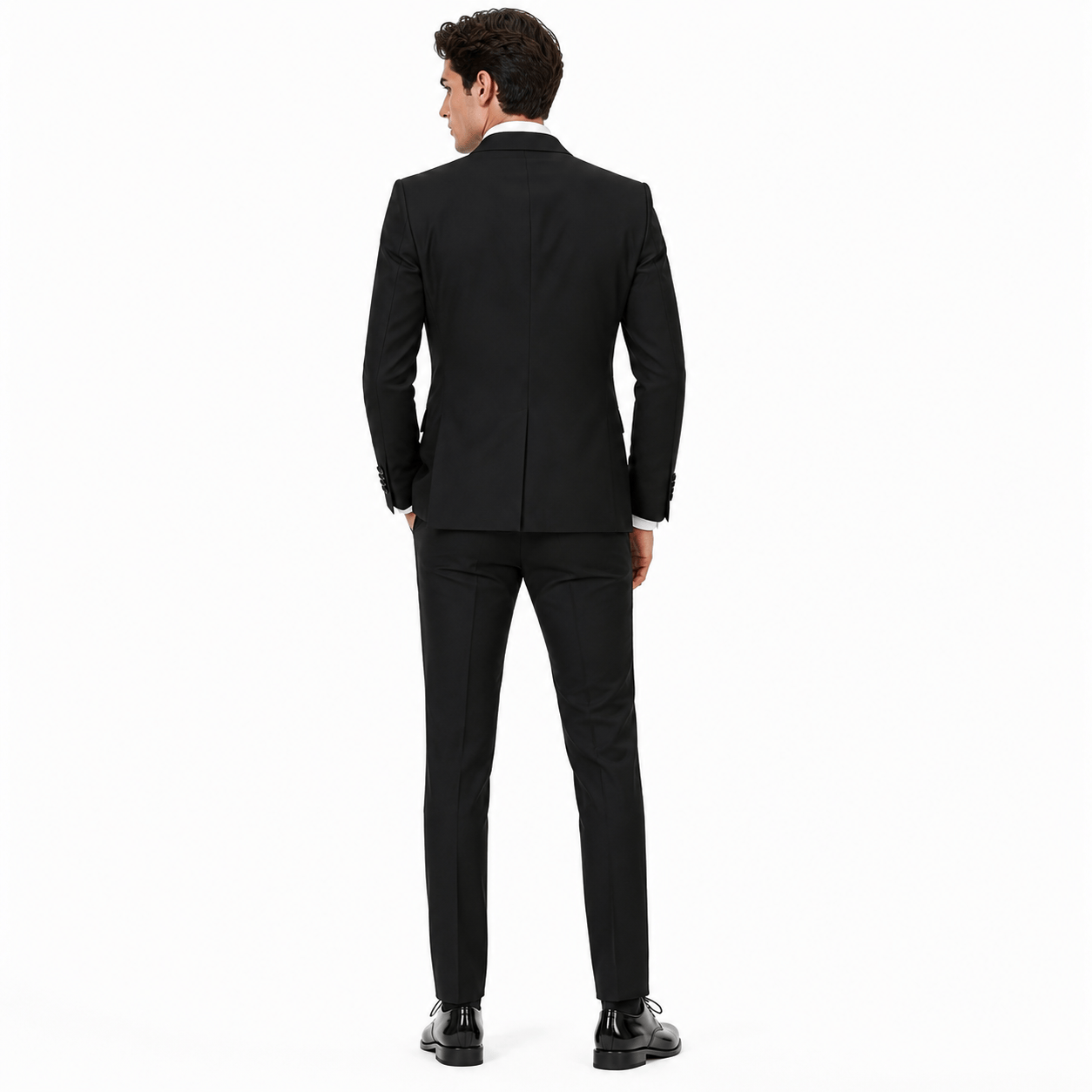 Ceehuteey Ceehuteey Men's 2 Piece Solid Notch Lapel Suit Set with Metal Clasp (Blazer+Pants)