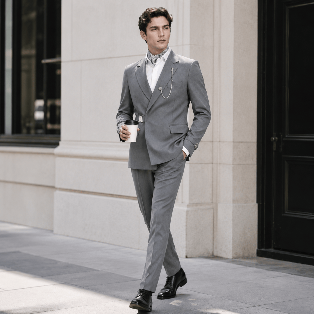 Ceehuteey Ceehuteey Men's 2 Piece Suit with Metal Clasp Suit Stylish Suit Set