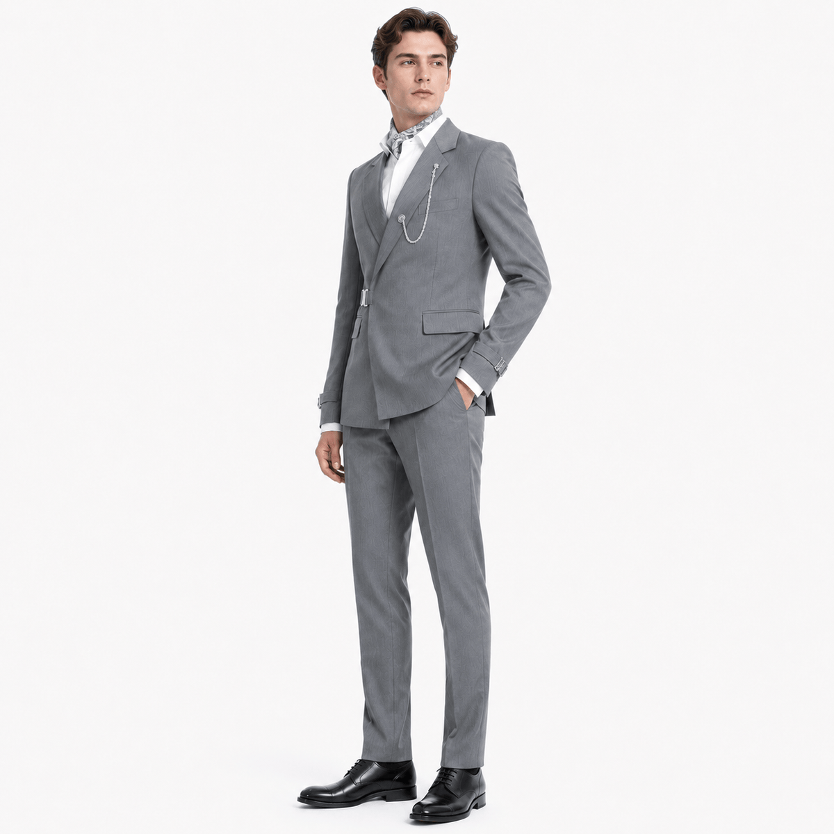 Men's 2 Piece Suit with Metal Clasp Slim Fit Suit Stylish Tuxedo
