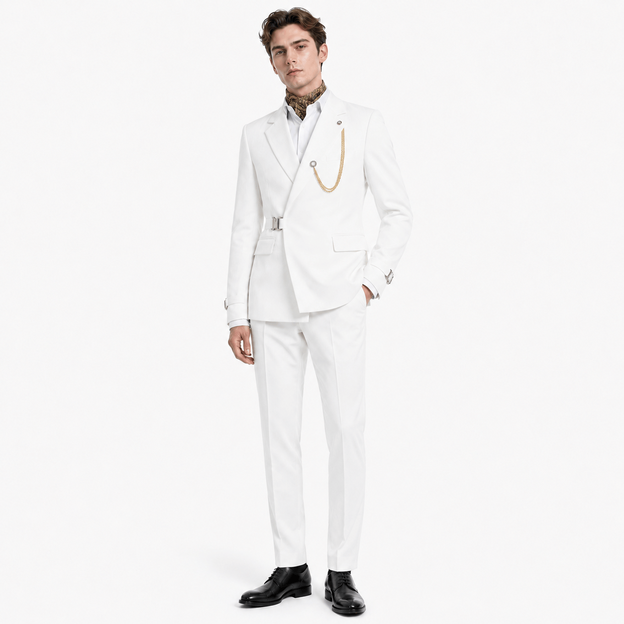 Ceehuteey Ceehuteey Men's 2 Piece Suit with Metal Clasp Suit Stylish Suit Set