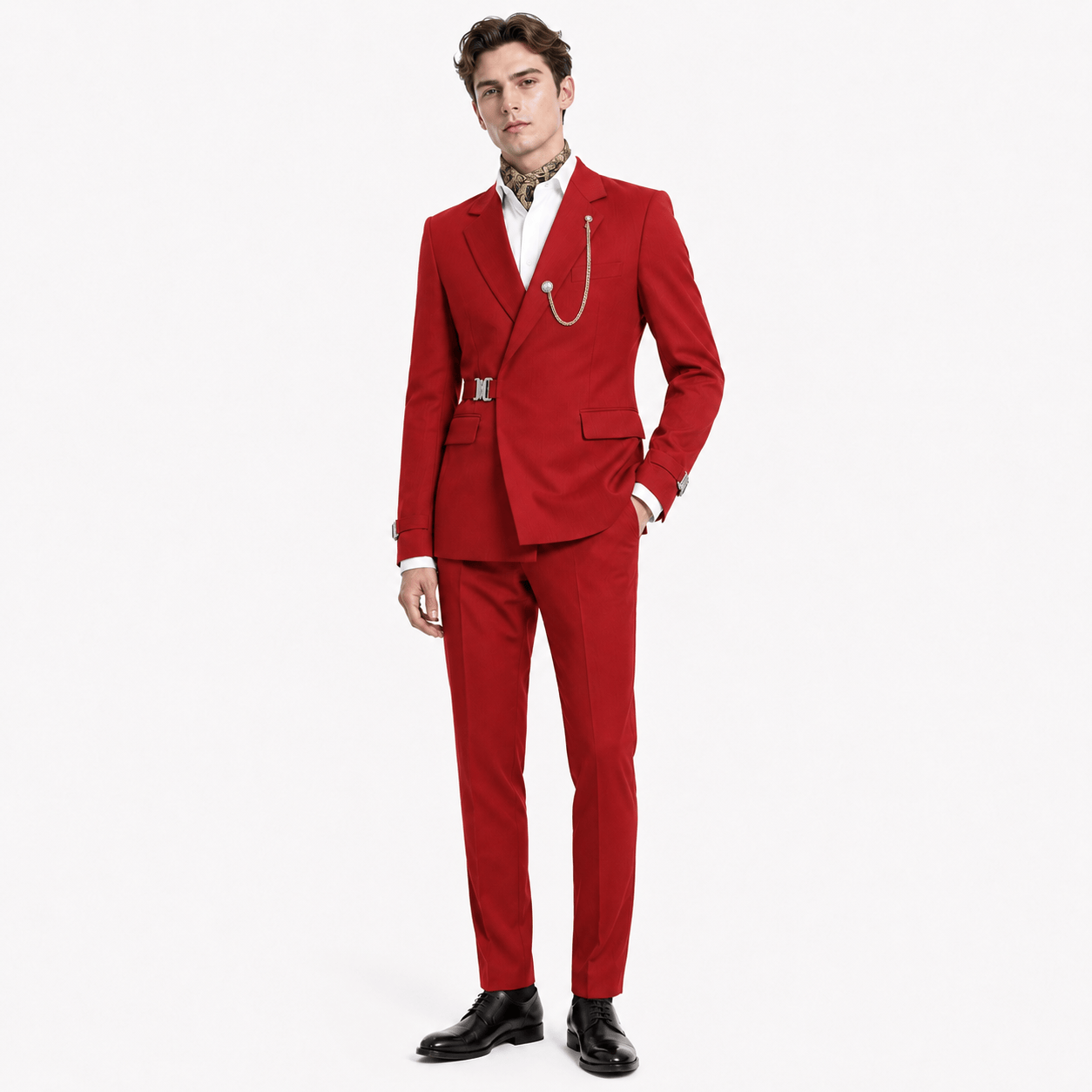 Ceehuteey Ceehuteey Men's 2 Piece Suit with Metal Clasp Suit Stylish Suit Set