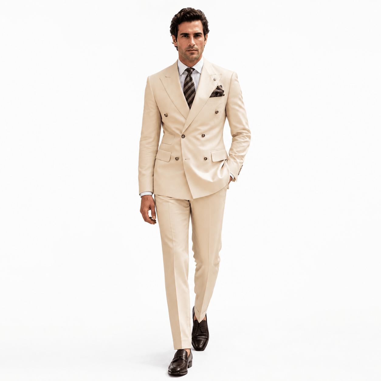 Ceehuteey Ceehuteey Men's 2 Pieces Double Breasted Peak Lapel Gent Suit (Blazer+Pants)
