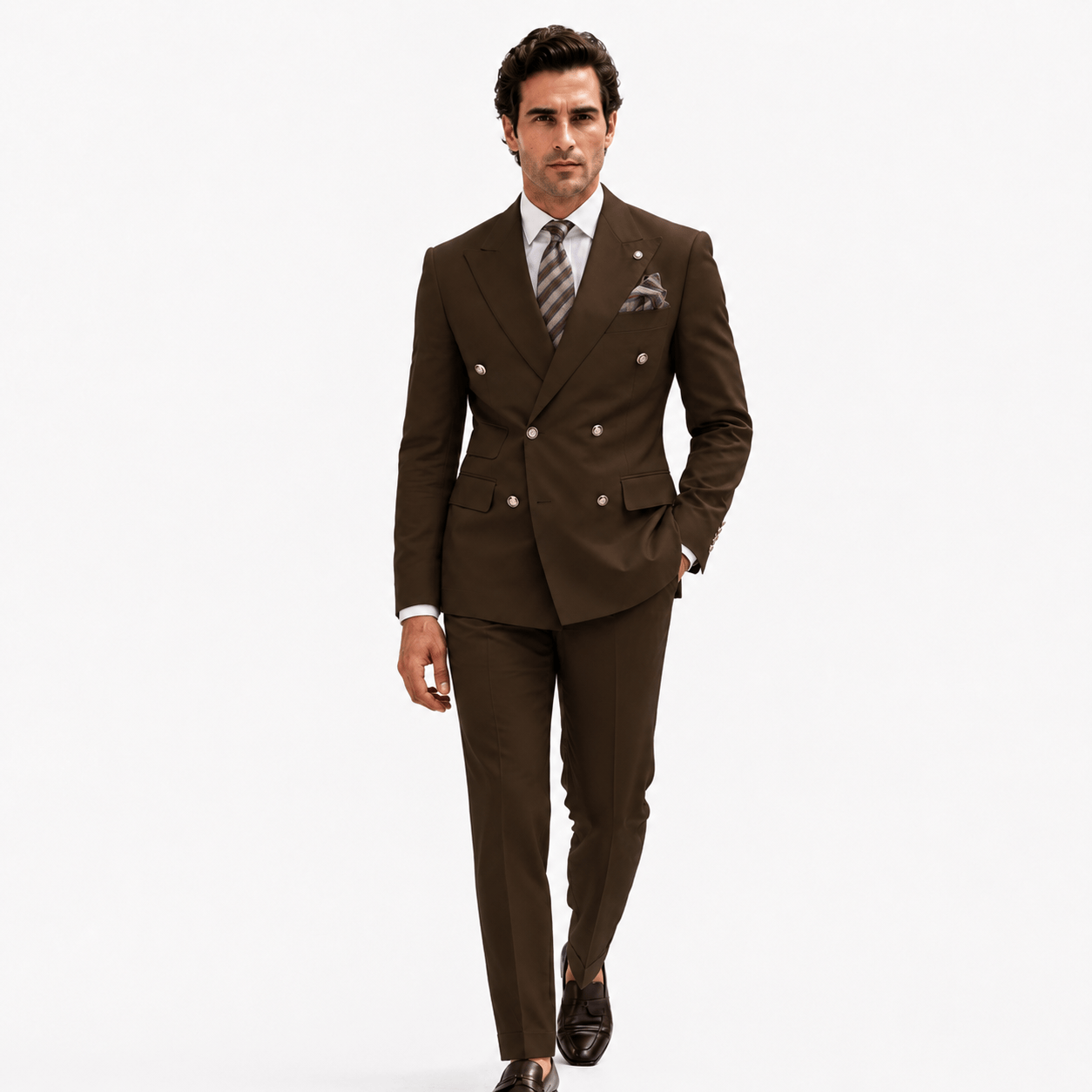 Ceehuteey Ceehuteey Men's 2 Pieces Double Breasted Peak Lapel Gent Suit (Blazer+Pants)