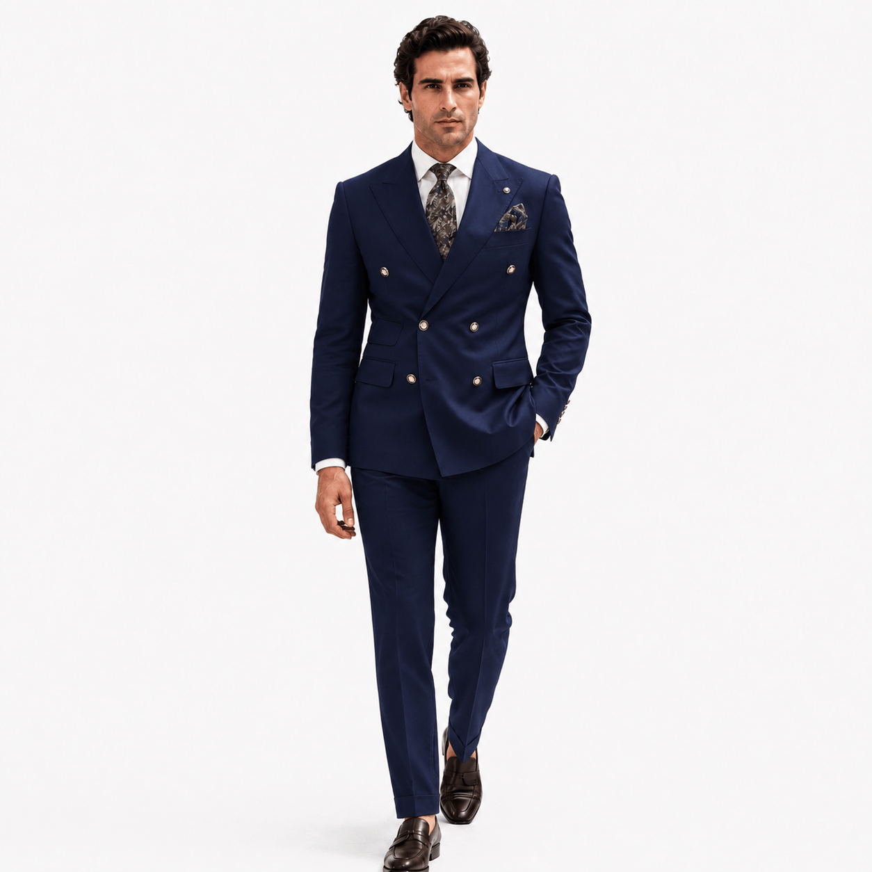Ceehuteey Ceehuteey Men's 2 Pieces Double Breasted Peak Lapel Gent Suit (Blazer+Pants)