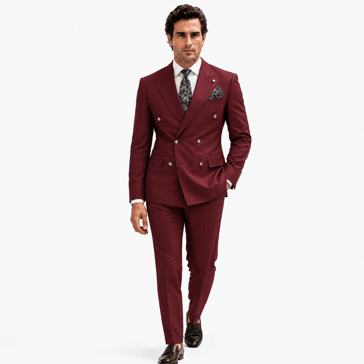 Ceehuteey Ceehuteey Men's 2 Pieces Double Breasted Peak Lapel Gent Suit (Blazer+Pants)