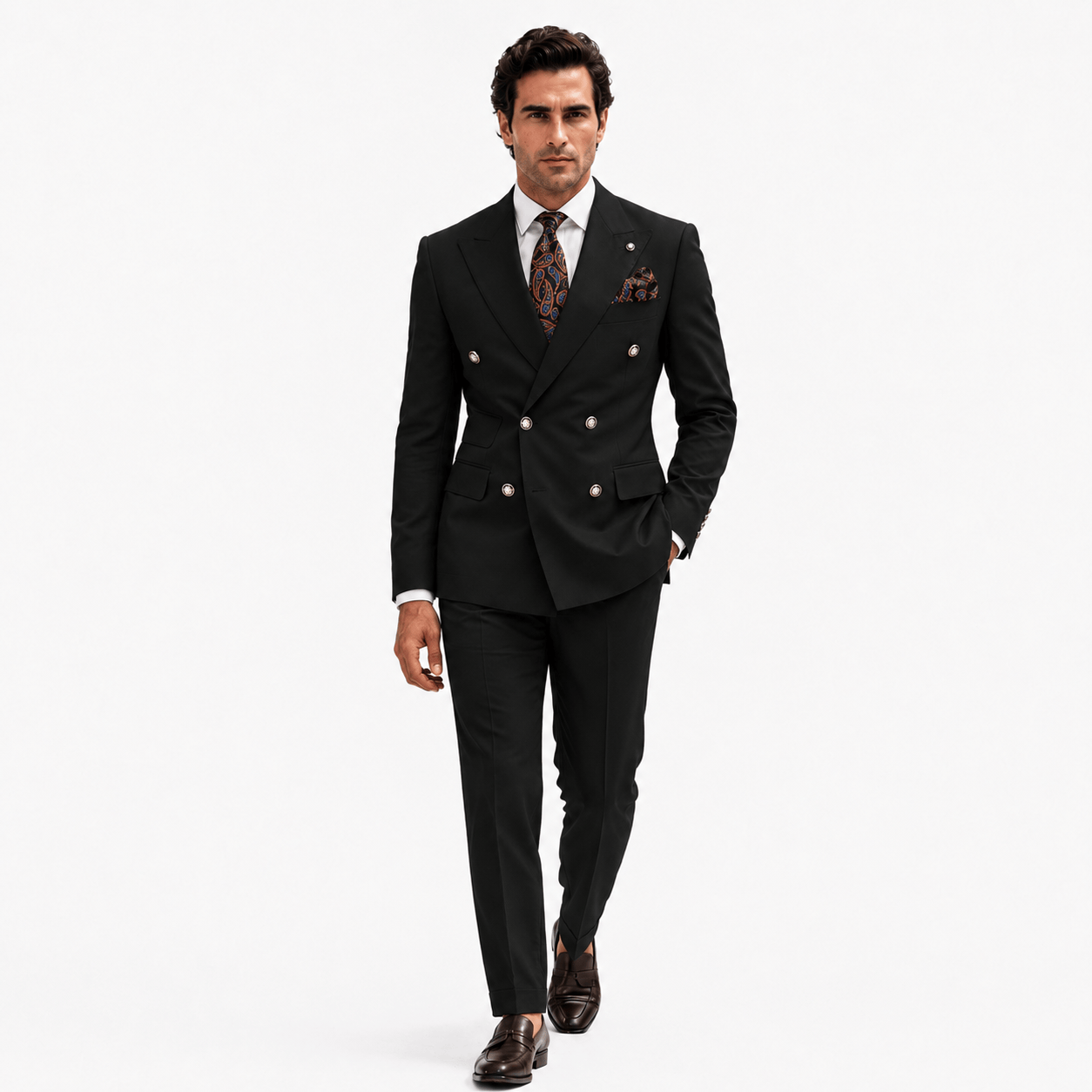 Ceehuteey Ceehuteey Men's 2 Pieces Double Breasted Peak Lapel Gent Suit (Blazer+Pants)