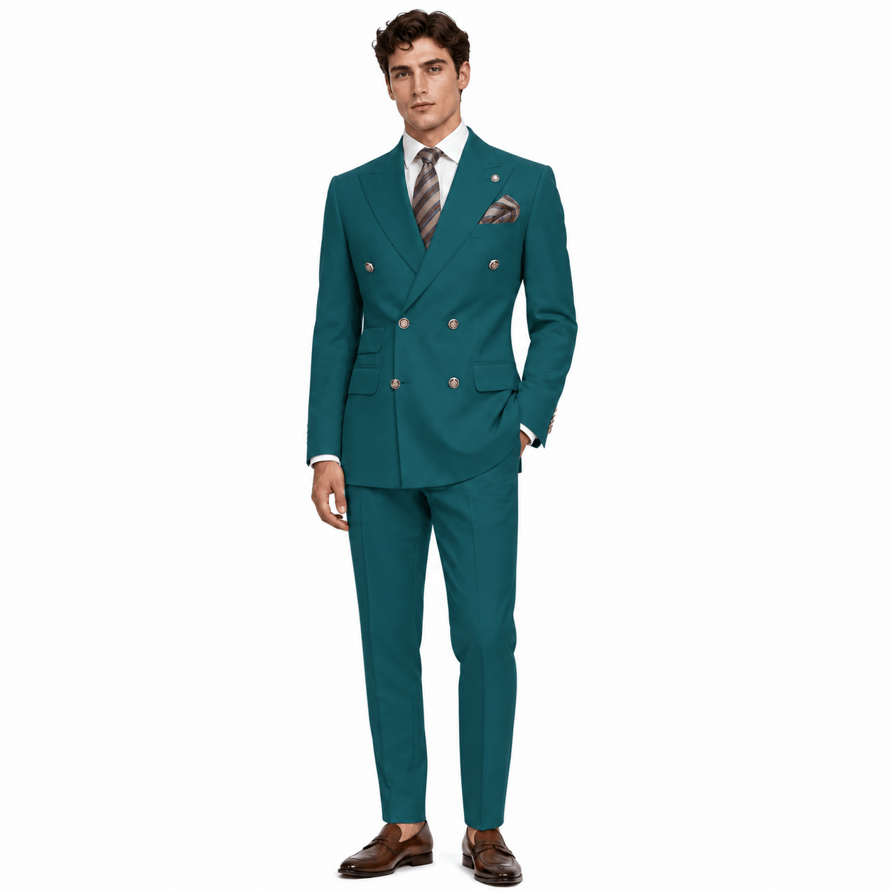 Ceehuteey Ceehuteey Men's 2 Pieces Double Breasted Peak Lapel Gent Suit (Blazer+Pants)