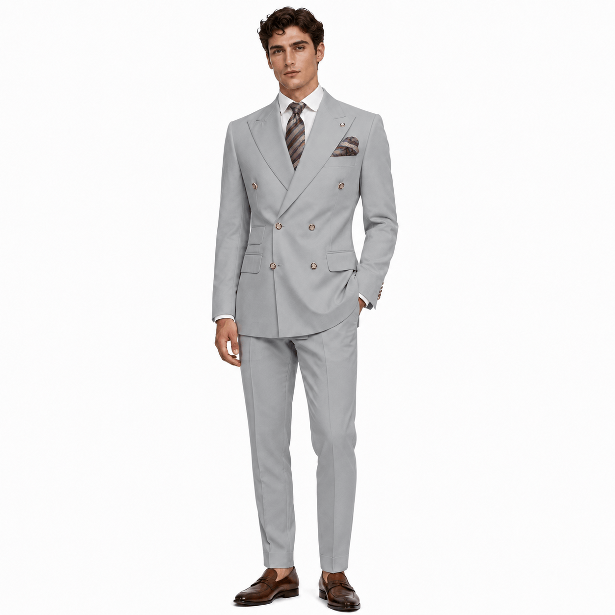 Ceehuteey Ceehuteey Men's 2 Pieces Double Breasted Peak Lapel Gent Suit (Blazer+Pants)