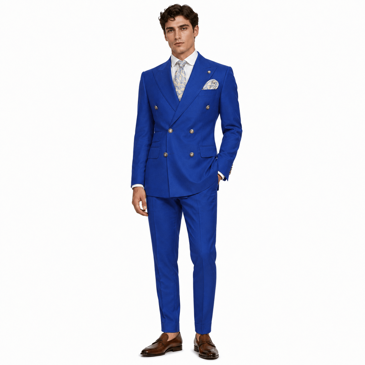 Ceehuteey Ceehuteey Men's 2 Pieces Double Breasted Peak Lapel Gent Suit (Blazer+Pants)