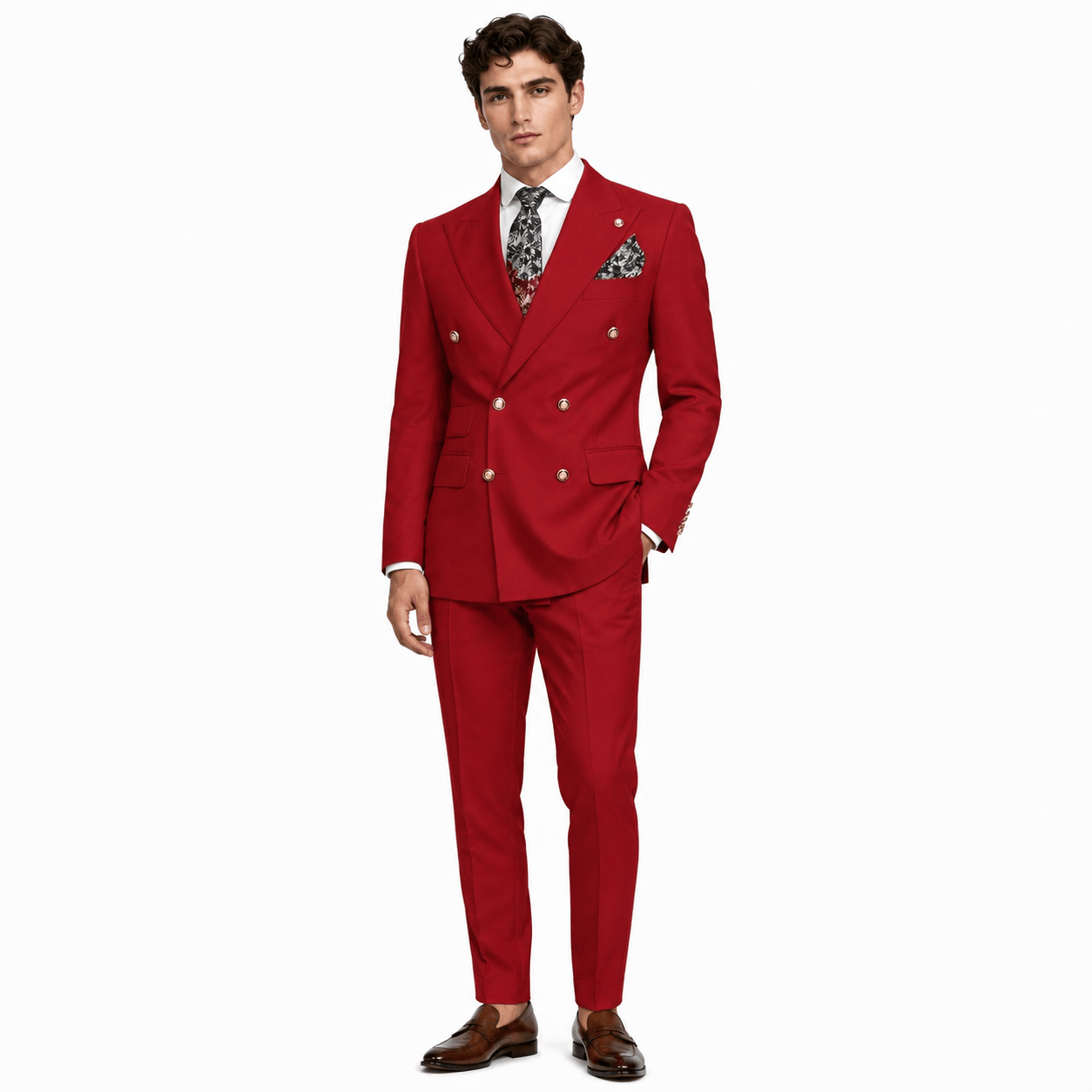 Ceehuteey Ceehuteey Men's 2 Pieces Double Breasted Peak Lapel Gent Suit (Blazer+Pants)