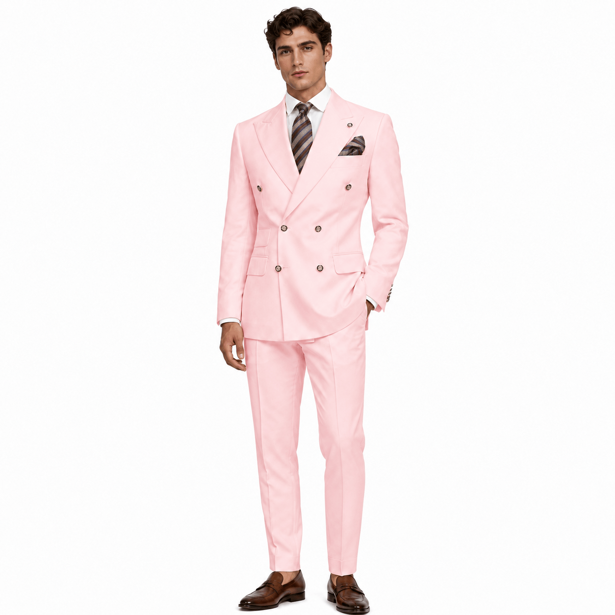 Ceehuteey Ceehuteey Men's 2 Pieces Double Breasted Peak Lapel Gent Suit (Blazer+Pants)