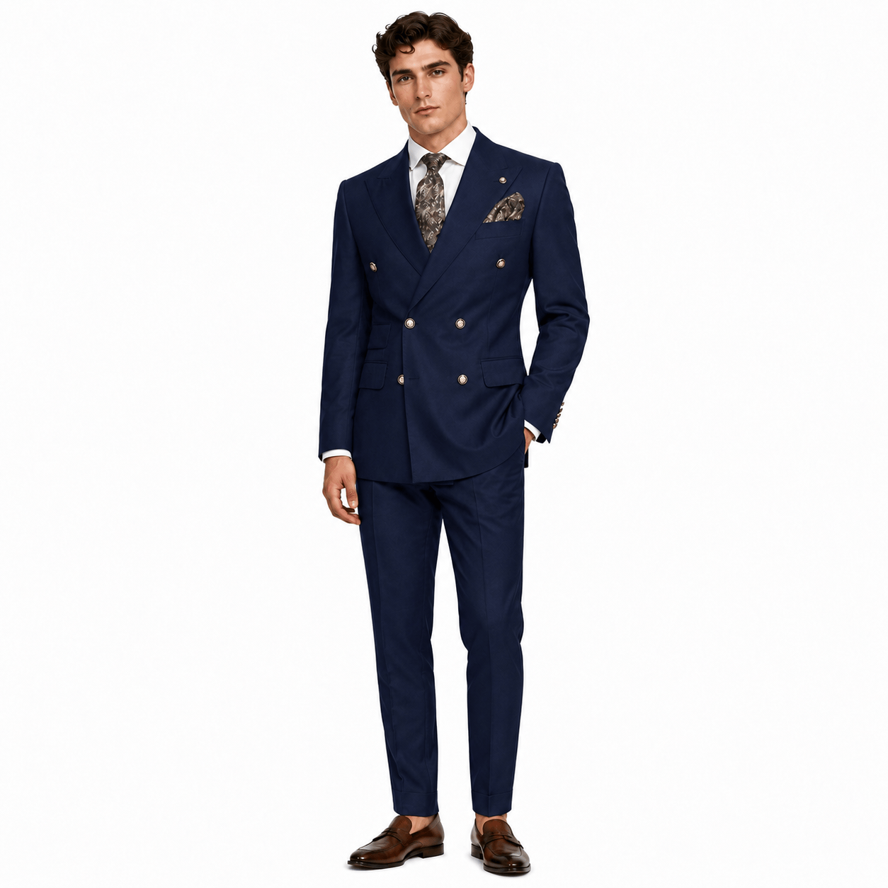 Ceehuteey Ceehuteey Men's 2 Pieces Double Breasted Peak Lapel Gent Suit (Blazer+Pants)