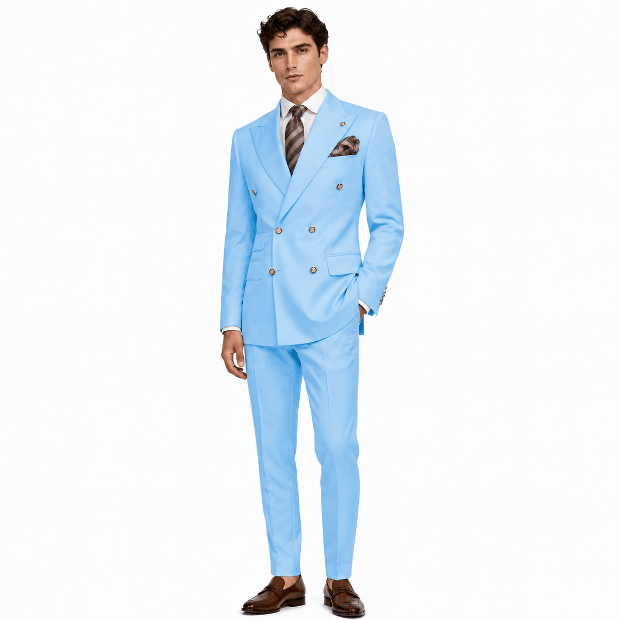 Ceehuteey Ceehuteey Men's 2 Pieces Double Breasted Peak Lapel Gent Suit (Blazer+Pants)
