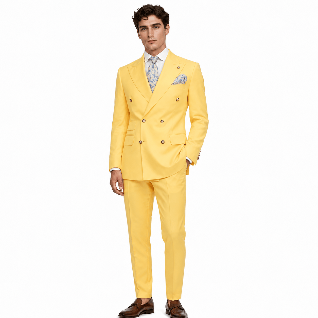 Ceehuteey Ceehuteey Men's 2 Pieces Double Breasted Peak Lapel Gent Suit (Blazer+Pants)