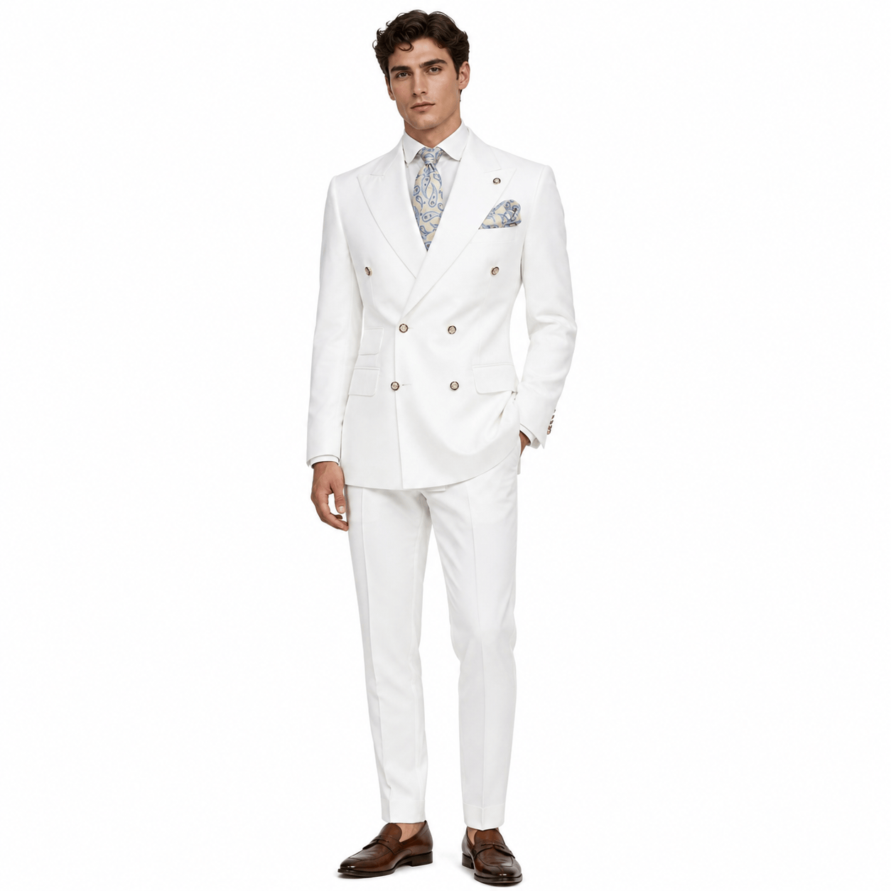 Ceehuteey Ceehuteey Men's 2 Pieces Double Breasted Peak Lapel Gent Suit (Blazer+Pants)