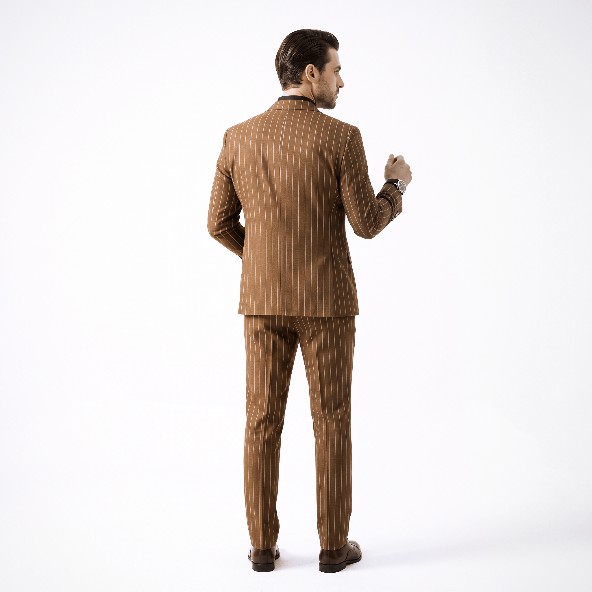 Ceehuteey Ceehuteey Men's 2 Pieces Pinstripe Suit Peak Lapel Striped Suits (Blazer+Pants)