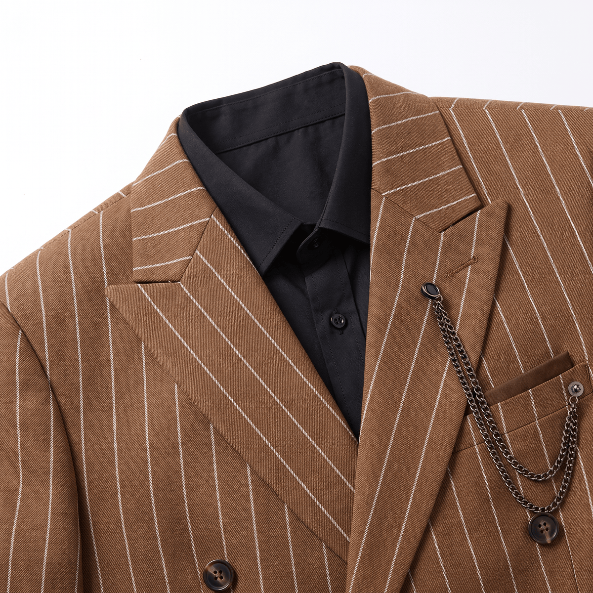 Ceehuteey Ceehuteey Men's 2 Pieces Pinstripe Suit Peak Lapel Striped Suits (Blazer+Pants)