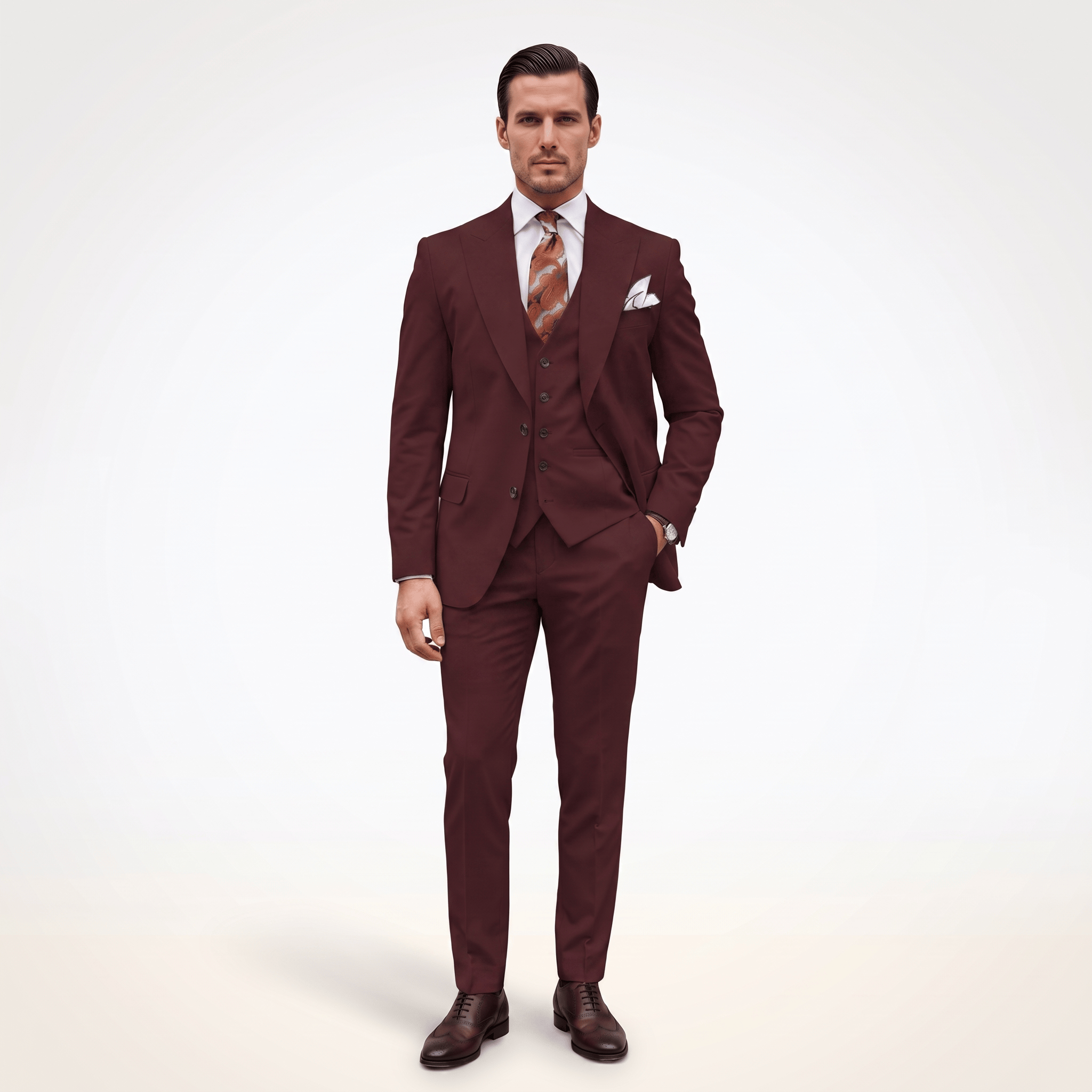 Ceehuteey Ceehuteey Men's 3 Piece Peak Lapel Men's Express Suit (Blazer+Vest+Pants)