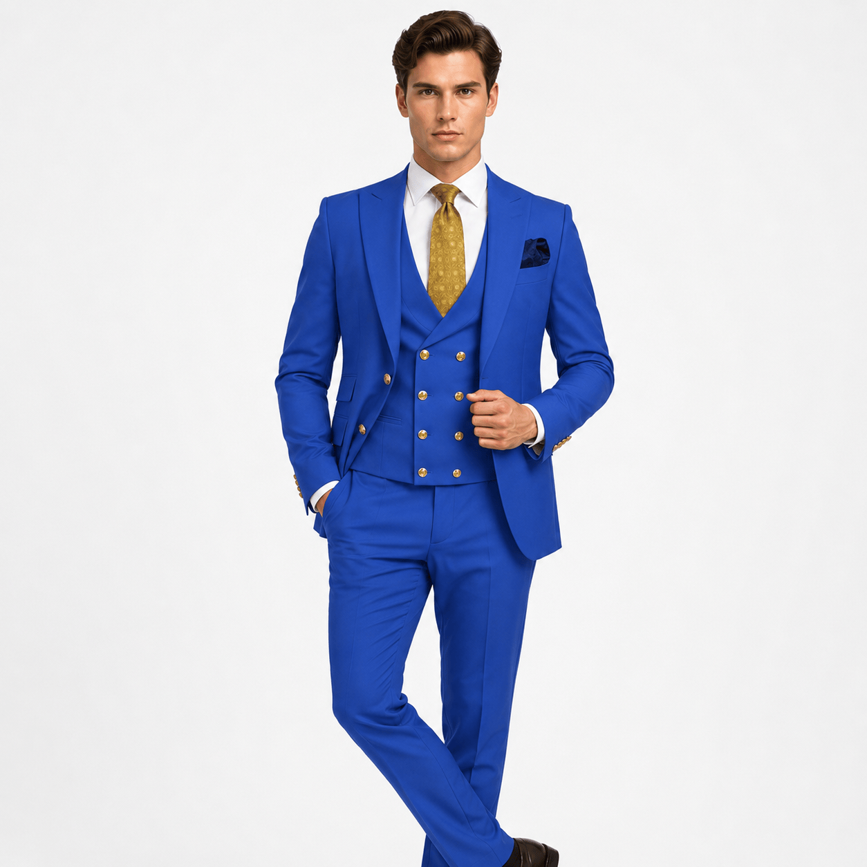 Ceehuteey Ceehuteey Men's 3 Pieces Flat Peak Lapel Suits For (Blazer+Vest+Pants)