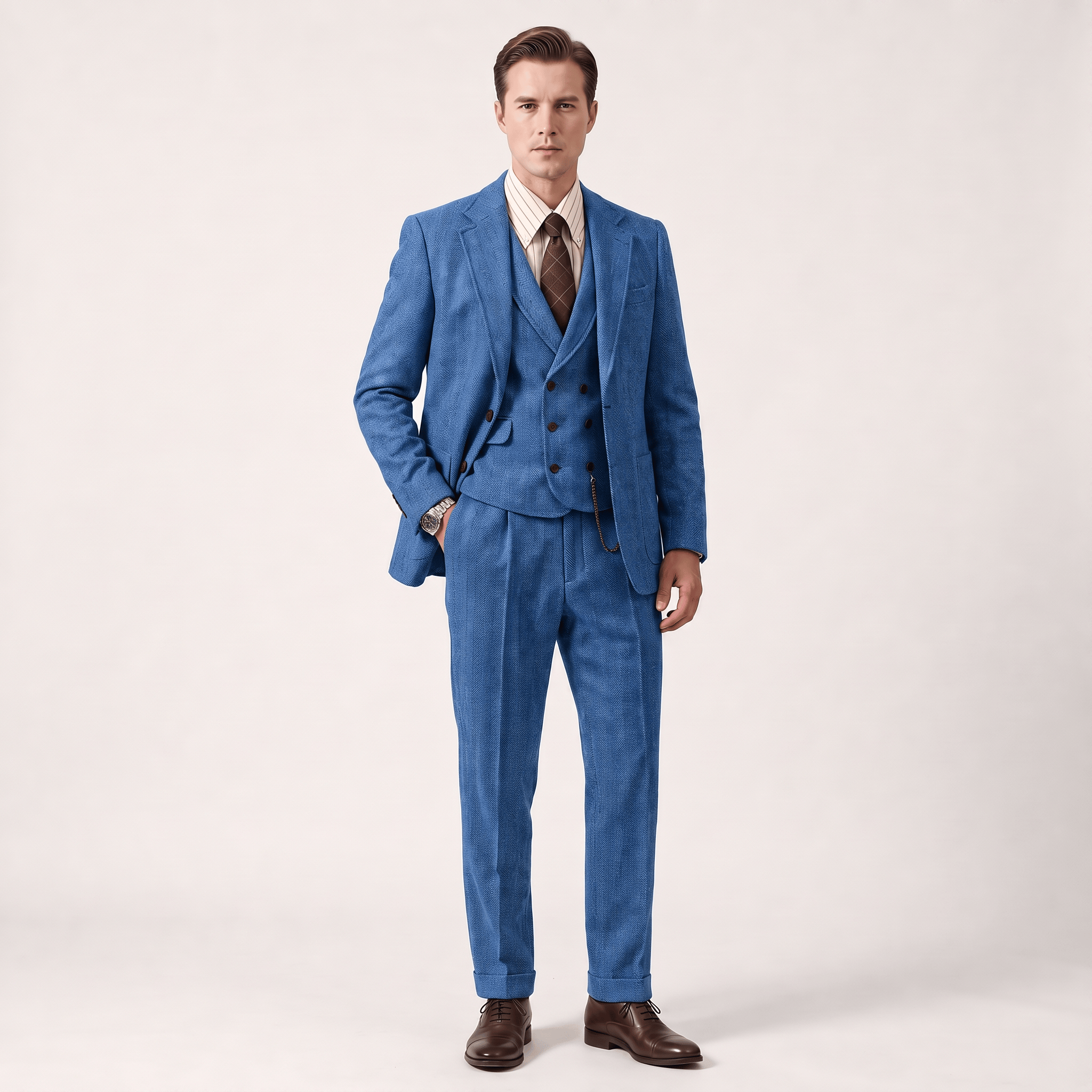 Ceehuteey Ceehuteey Men’s Classical Herringbone Suits 3 Piece Suits Groom Suits (Blazer+Vest+Pants)