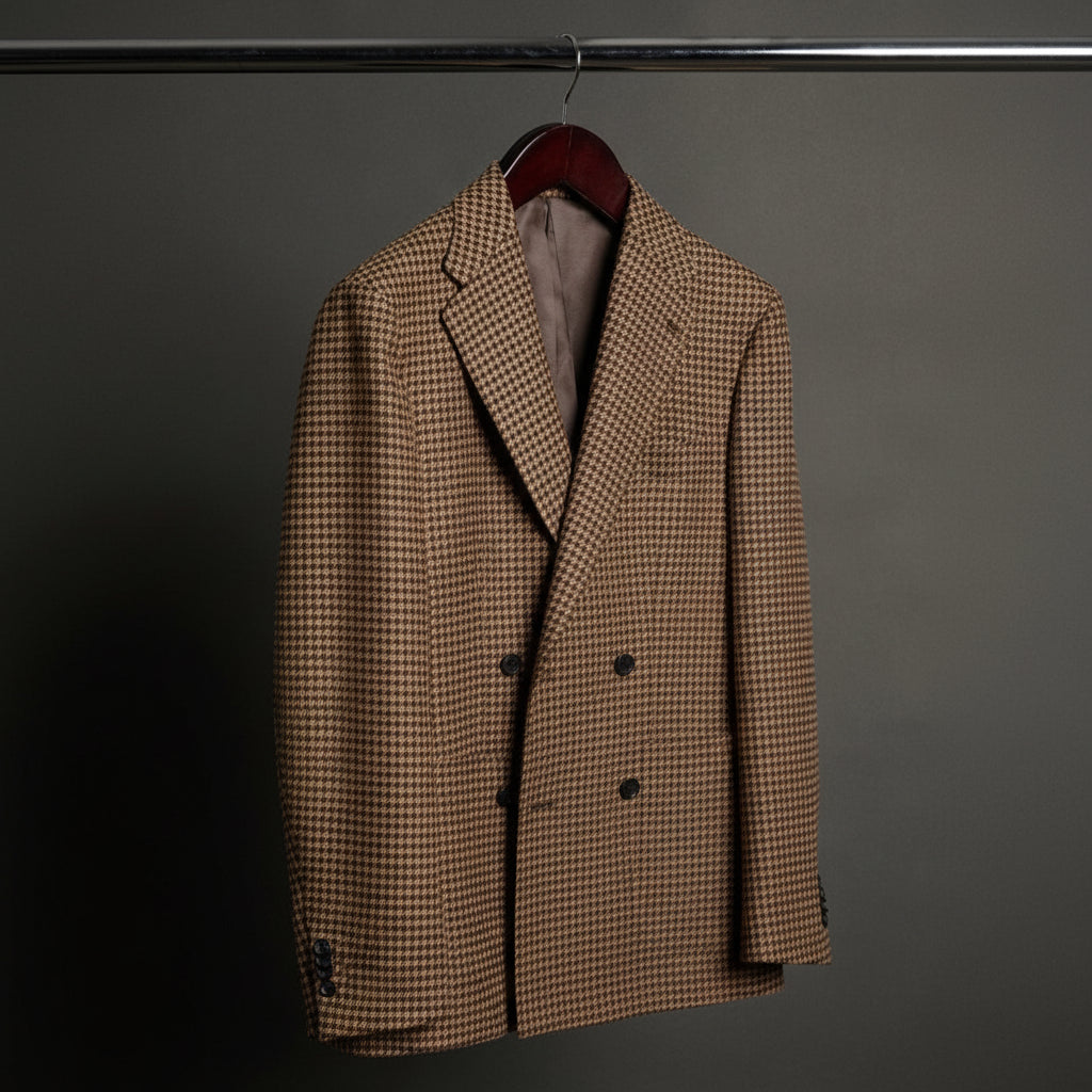 ceehuteey Ceehuteey Men's Fashion Houndstooth Pattern Checked Peak Lapel Tuxedos Blazer