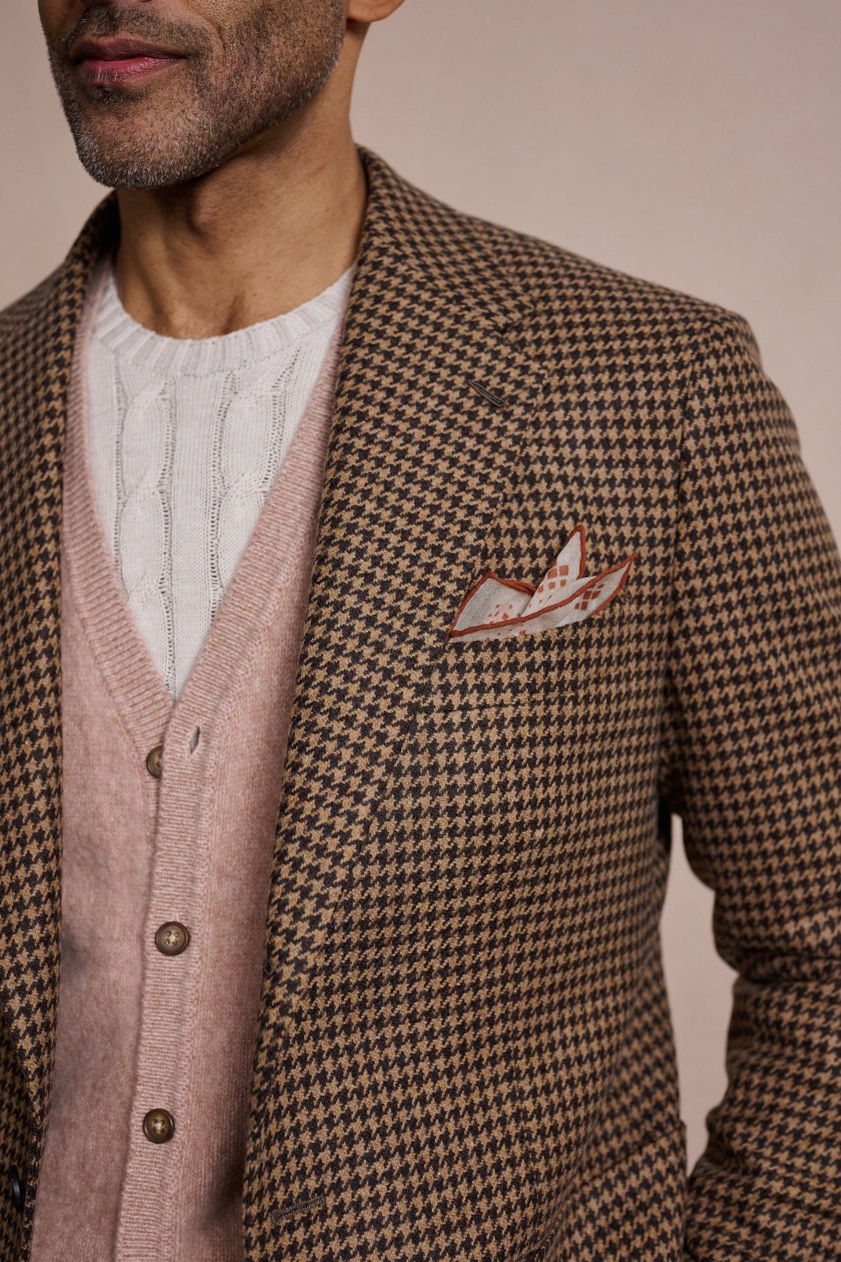 ceehuteey Ceehuteey Men's Fashion Houndstooth Pattern Checked Peak Lapel Tuxedos Blazer