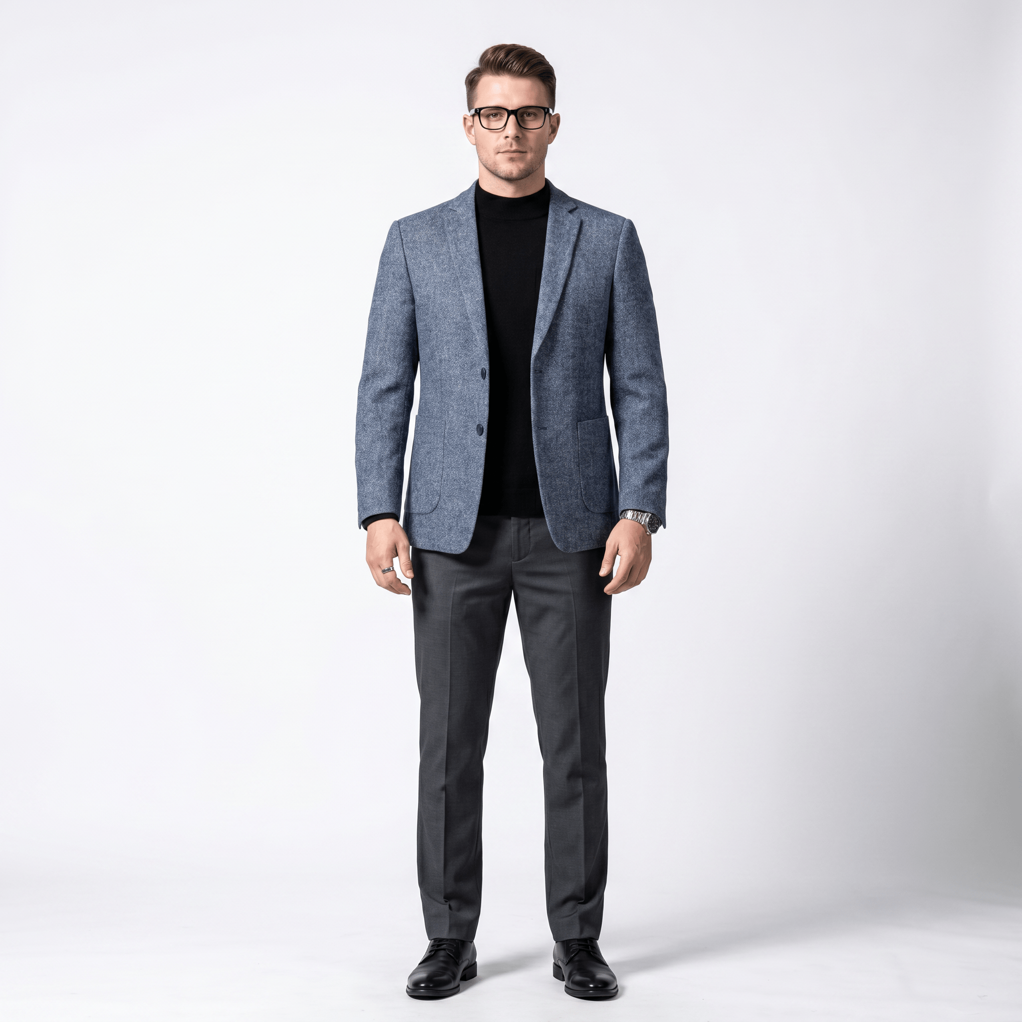 Ceehuteey Ceehuteey Men's Herringbone Notch Lapel Blazer