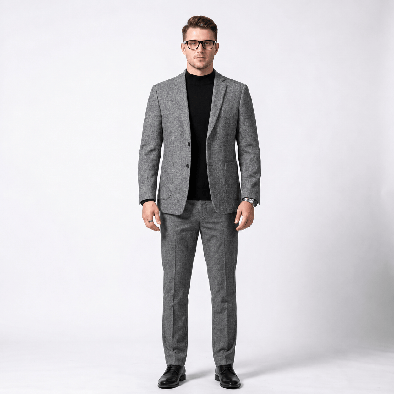 Ceehuteey Ceehuteey Men's Herringbone Notch Lapel Blazer