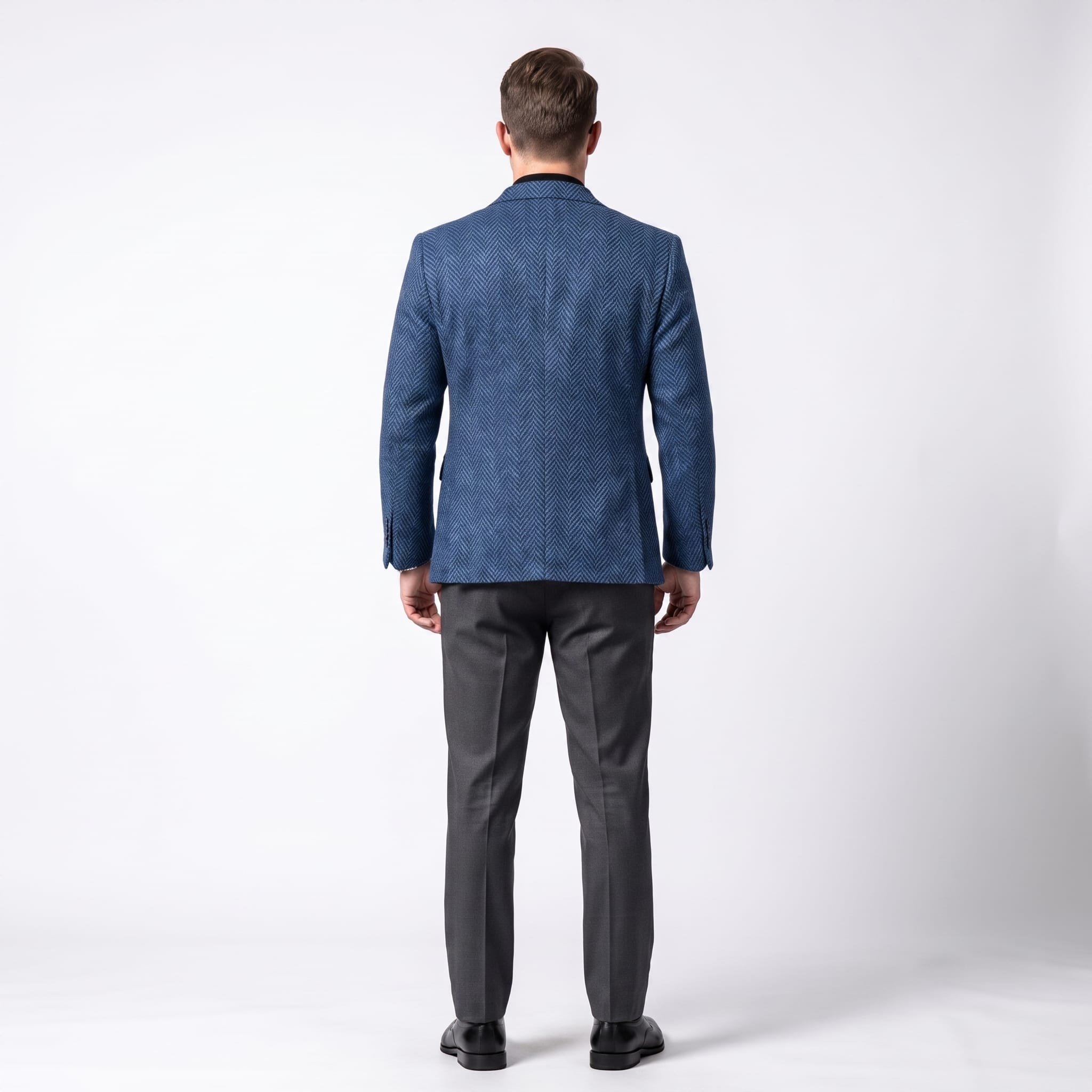 Ceehuteey Ceehuteey Men's Herringbone Notch Lapel Blazer