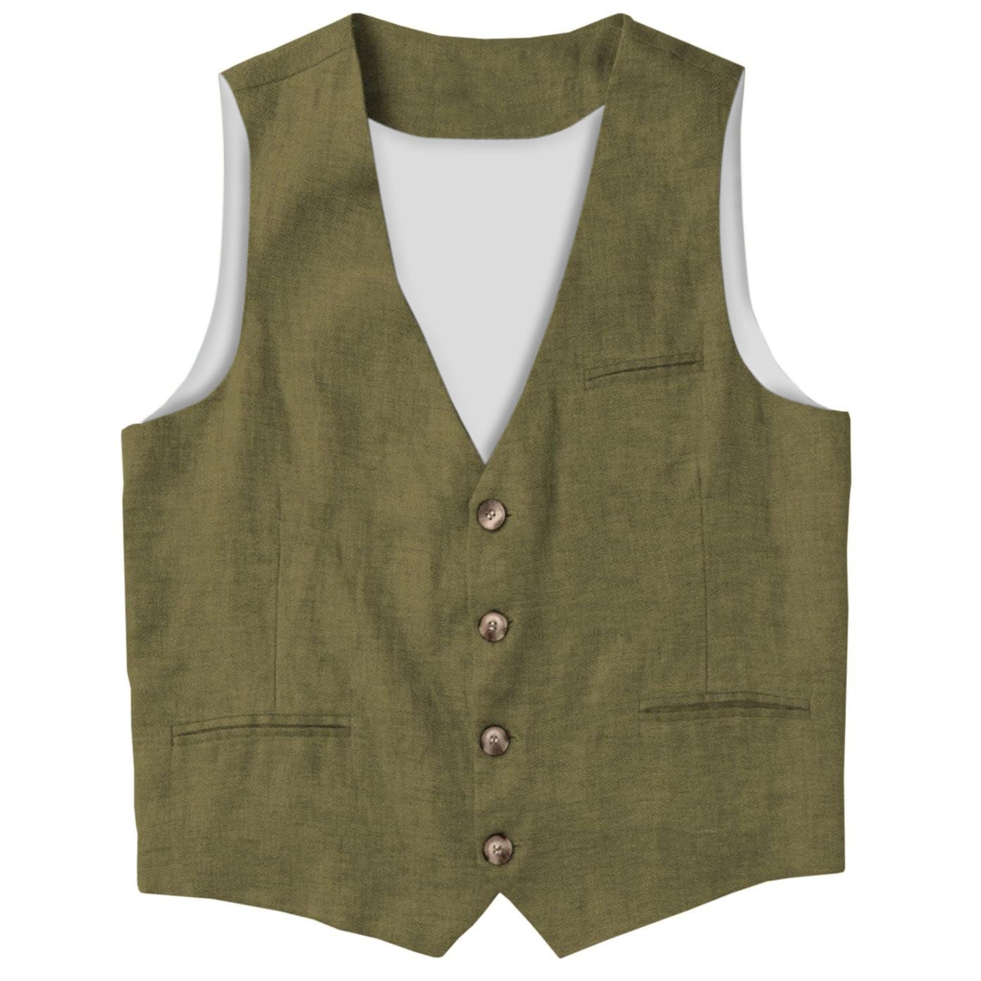 Ceehuteey Ceehuteey Men's Linen V Neck Vest Summer Leisure Waistcoat