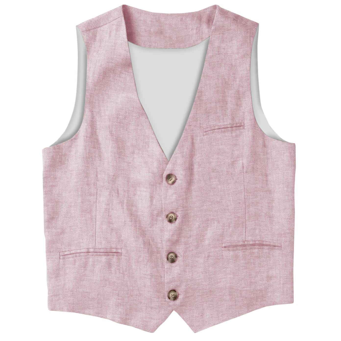 Ceehuteey Ceehuteey Men's Linen V Neck Vest Summer Leisure Waistcoat
